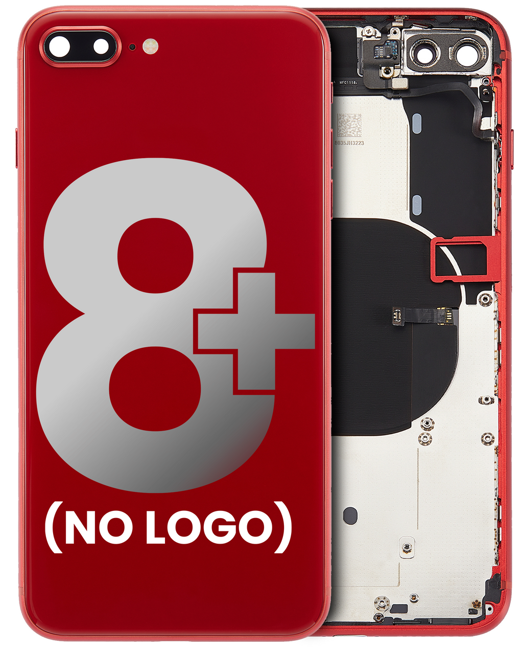 Backcover/Rahmen mit Kleinteilen für iPhone 8 Plus (ohne Logo) Rot Aftermarket P