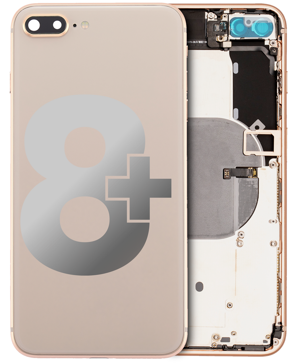 Used Original OEM Back Cover/Frame with Pre-Installed Small Parts for iPhone 8 Plus (Gold, Quality C)