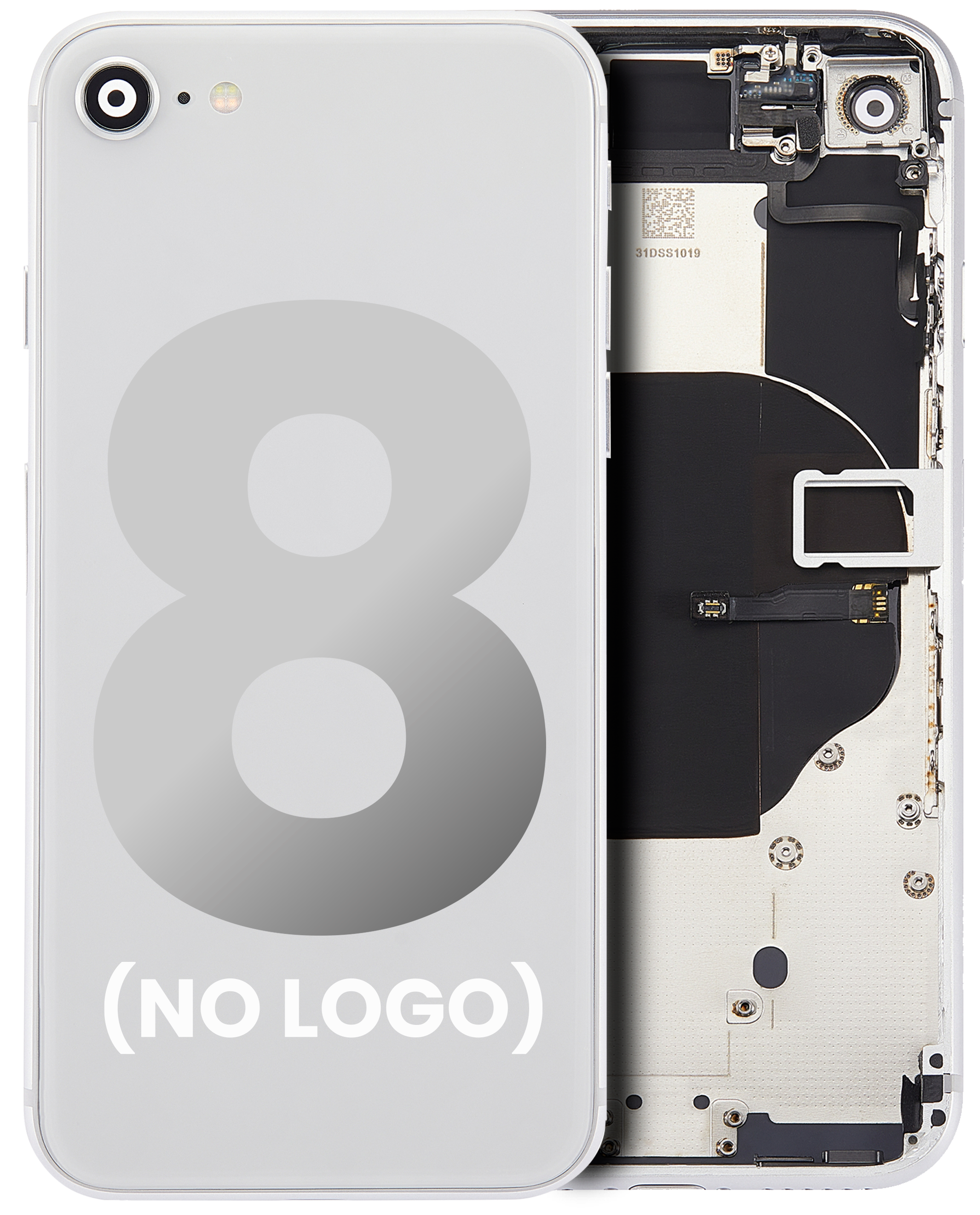 Back Cover/Frame with Pre-Installed Small Parts for iPhone 8 (No Logo) (Aftermarket Plus) (Silver)