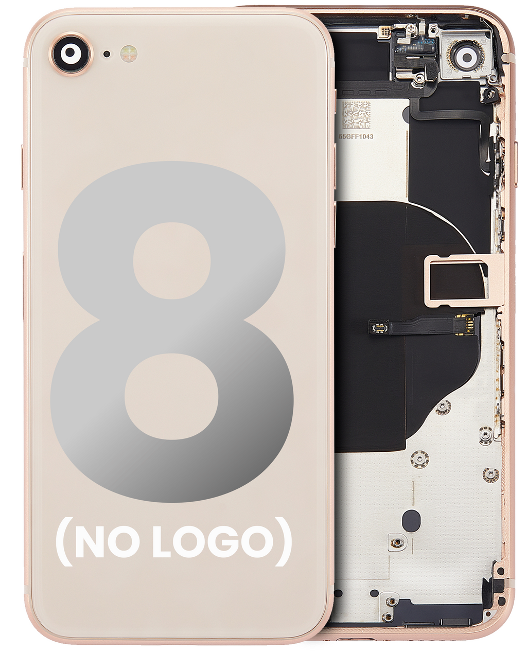 Back Cover/Frame with Pre-installed Small Components for iPhone 8 (No Logo) (Aftermarket Plus) (Gold)