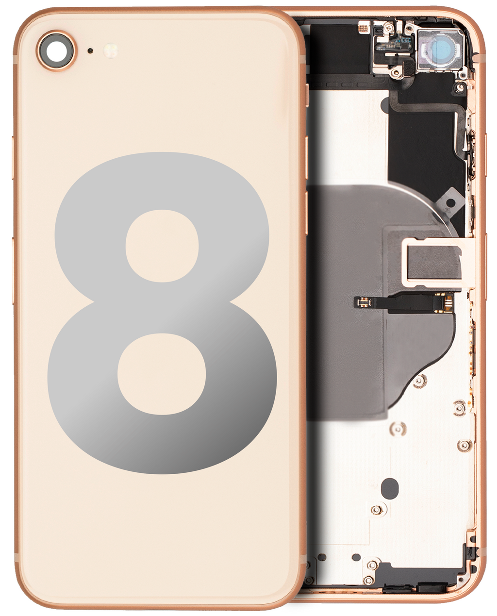 Back Cover/Frame with Pre-installed Small Parts for iPhone 8 (Used OEM Removal, C-Grade) (Gold)