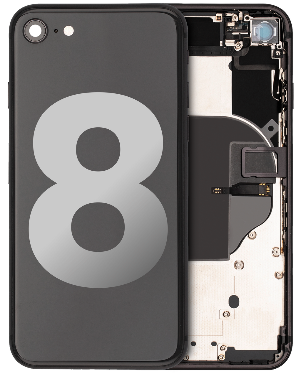 Back cover with pre-installed small parts for iPhone 8 (Used Original Quality C) (Space Gray)