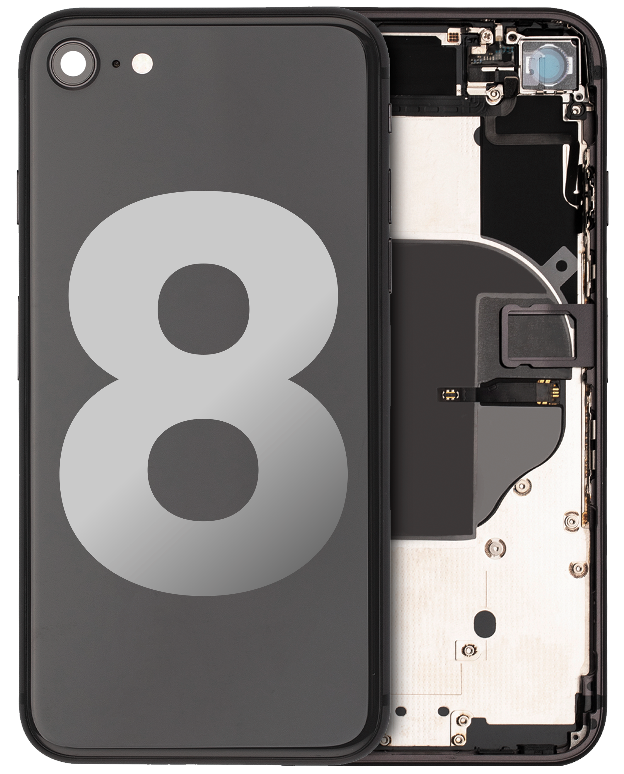 Back cover with pre-installed small parts for iPhone 8 (Used Original Quality C) (Space Gray)