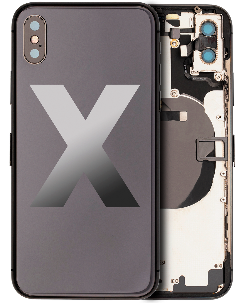 Back Cover/Frame with Pre-Installed Small Parts for iPhone X - Space Gray (Used Original Part, Grade C)