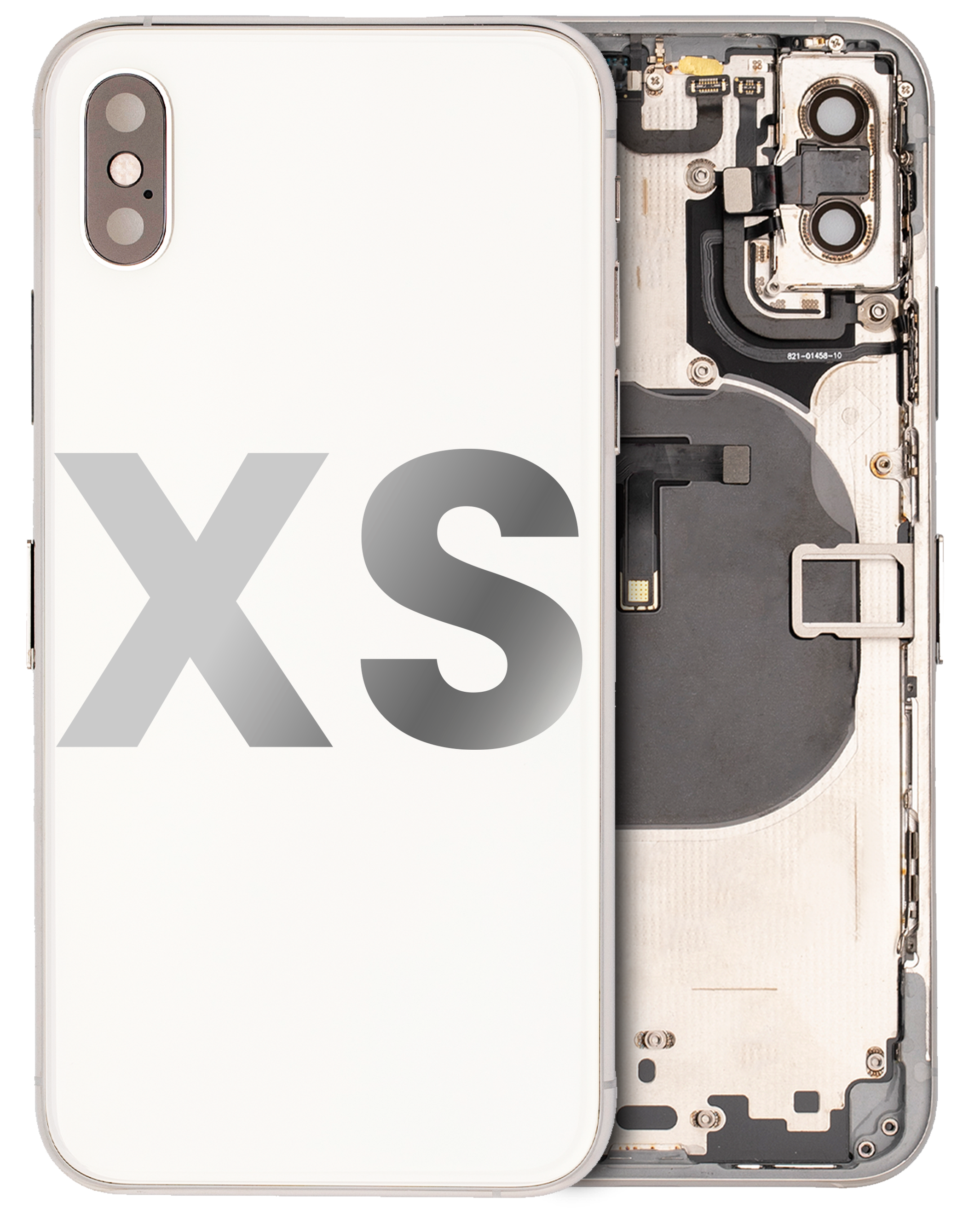 Backcover mit Rahmen vorinstalliert für iPhone XS Silber OEM Pull A