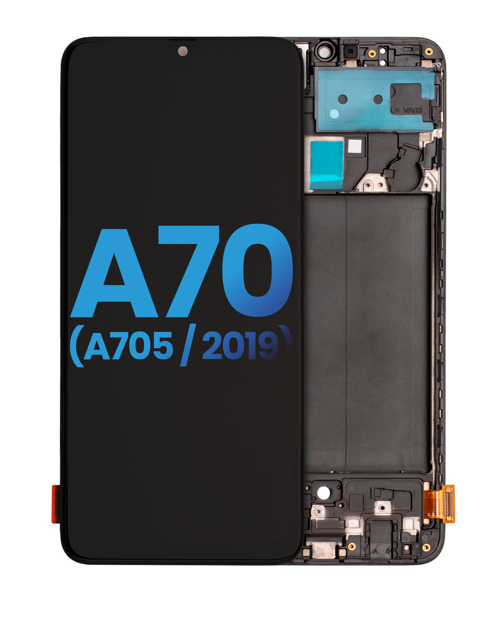 LCD-Display mit Rahmen für Samsung Galaxy A70, ohne Fingerabdruckscanner (Incell
