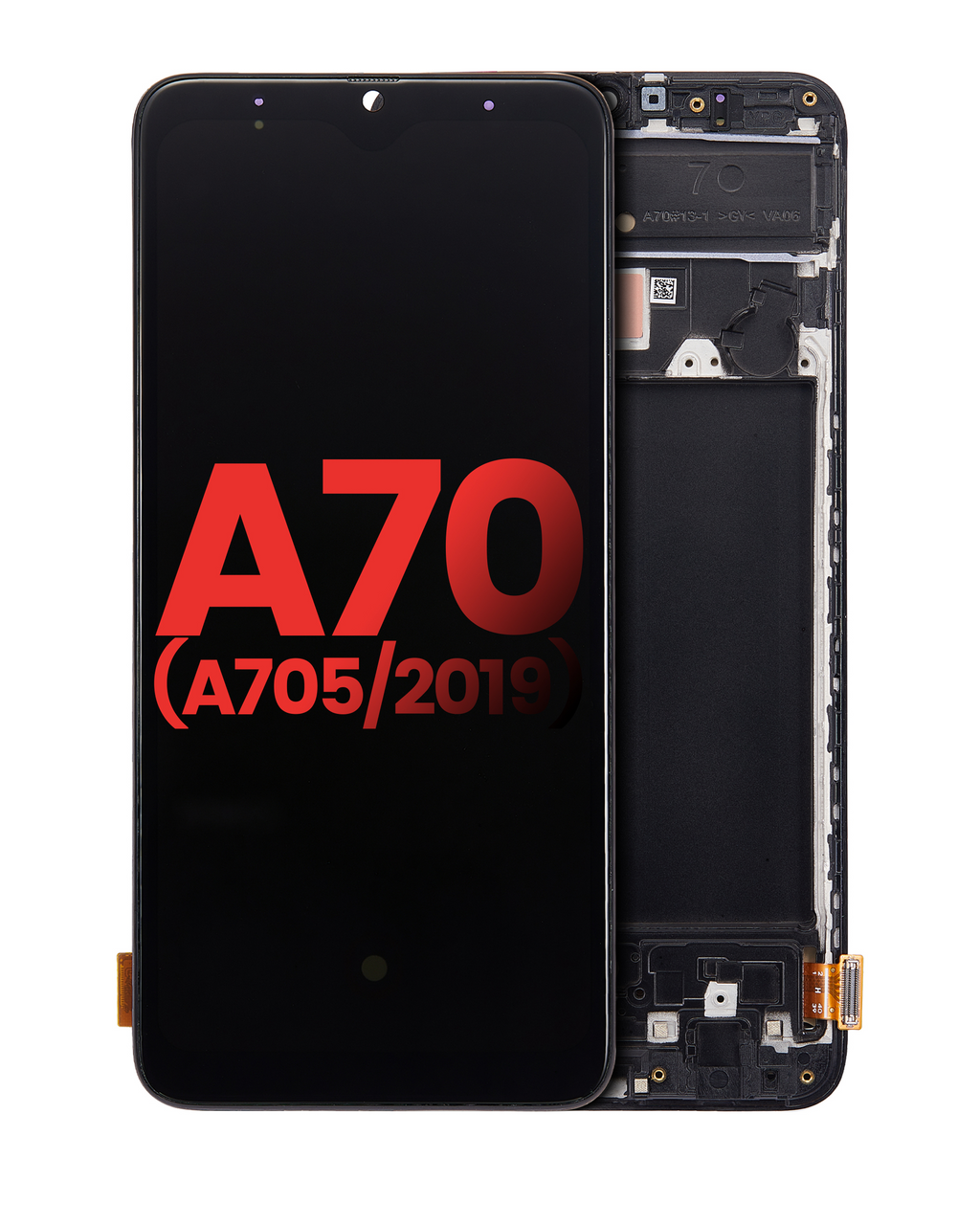 OLED-Display mit Rahmen für Samsung Galaxy A70 (A705 / 2019) (6.33") (Aftermarket Plus) (Alle Farben)