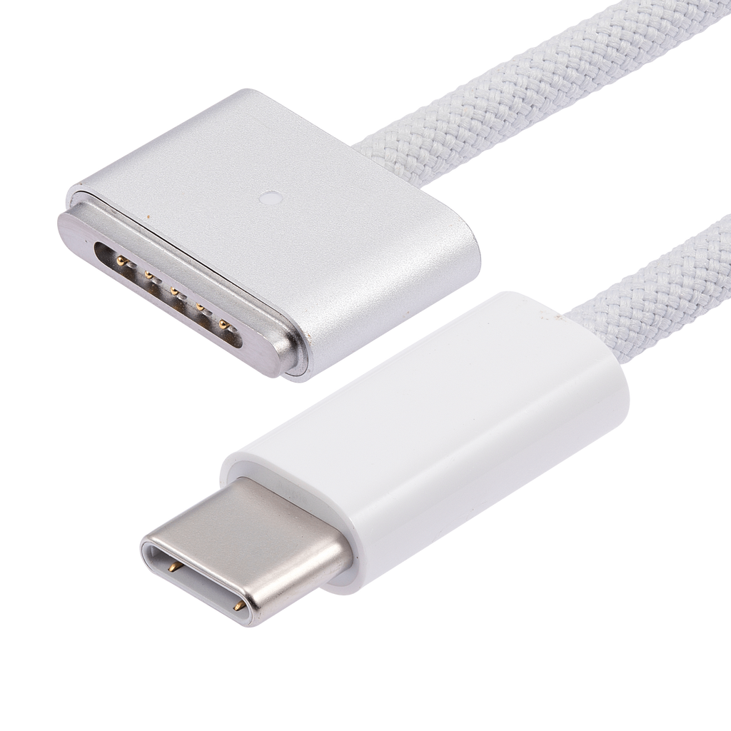 140W USB-C to MagSafe 3 Charging Cable for MacBook Pro (1.8 m / 6 ft) (Used OEM Pull, Grade A) (Bulk Packaging) (Silver)