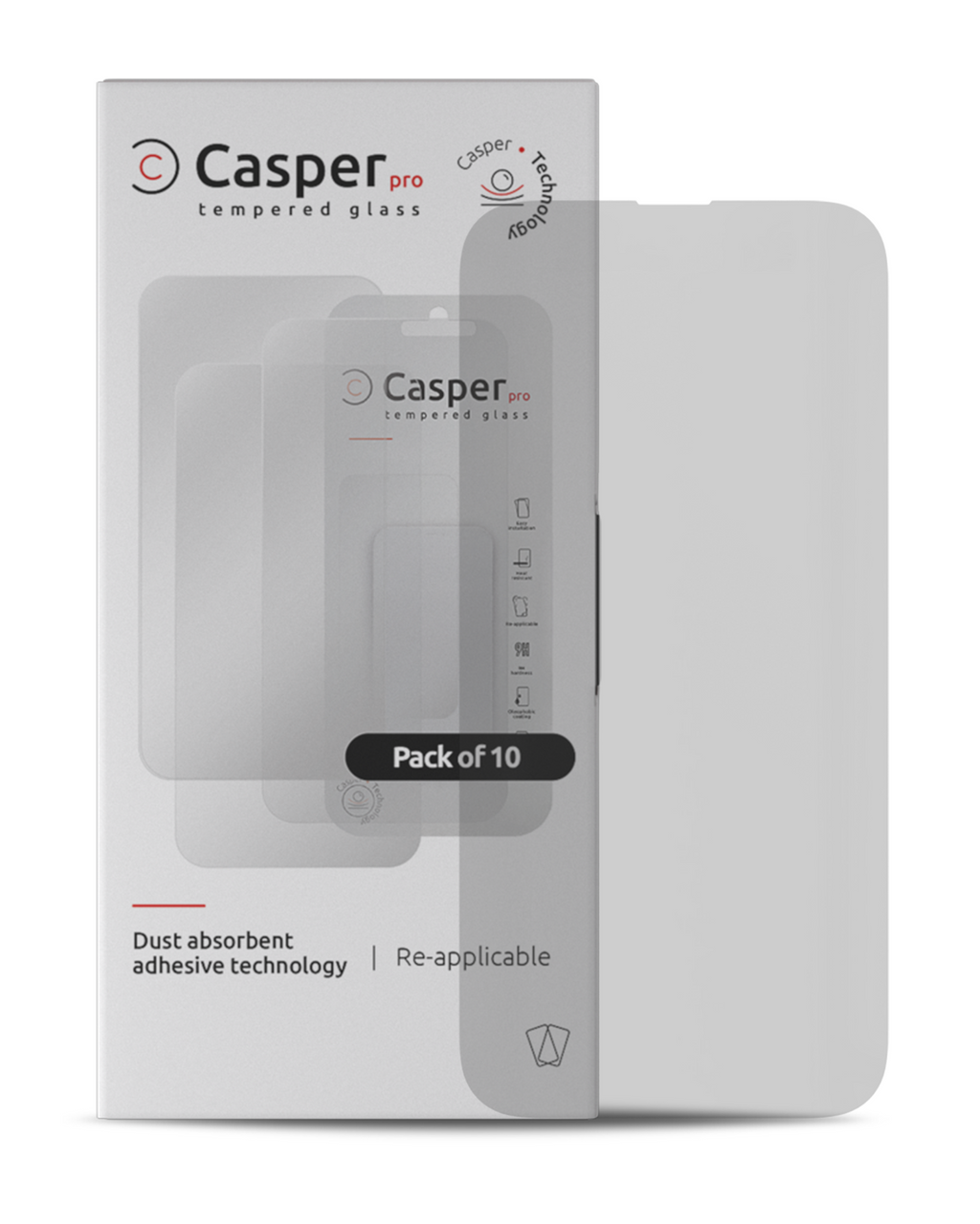Casper Pro Tempered Glass for iPhone 15 Pro (10-Pack) (Matte)