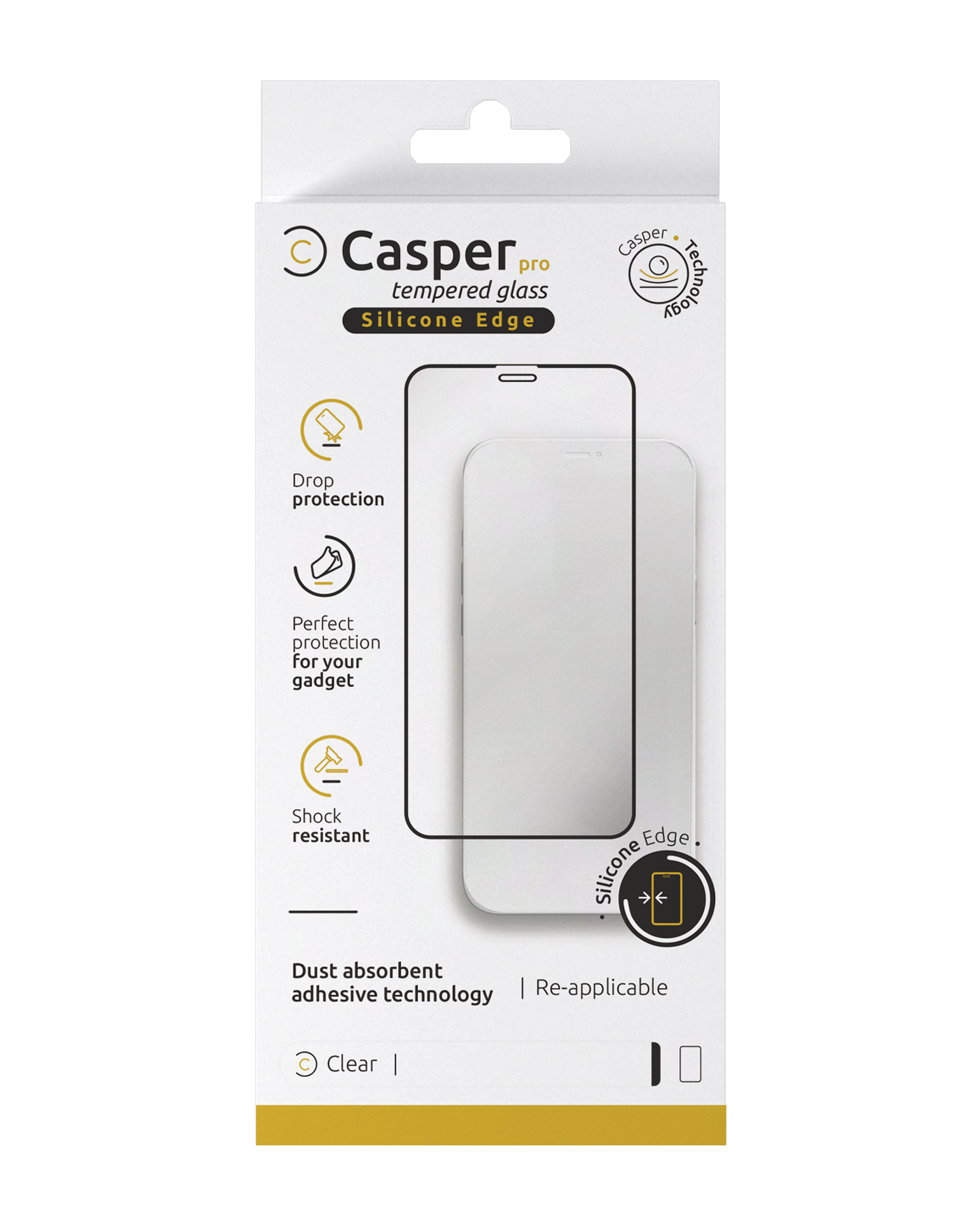 Casper Pro Silicone Tempered Glass for iPhone 15 Pro (Retail Pack) (Clear)
