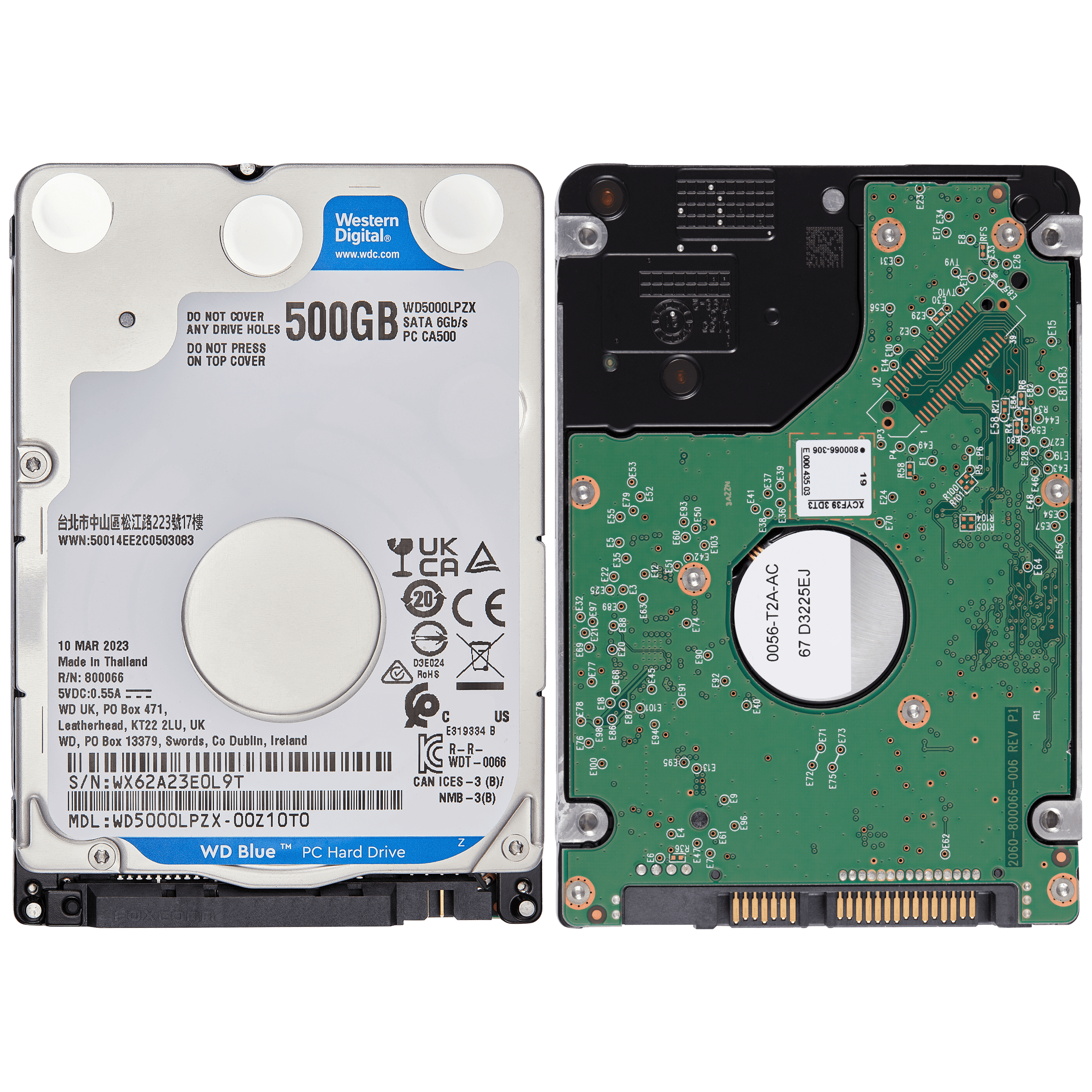 500GB WD Blue 2,5 Zoll interne Festplatte HDD - 5400 U/min (7mm) (Refurbished)