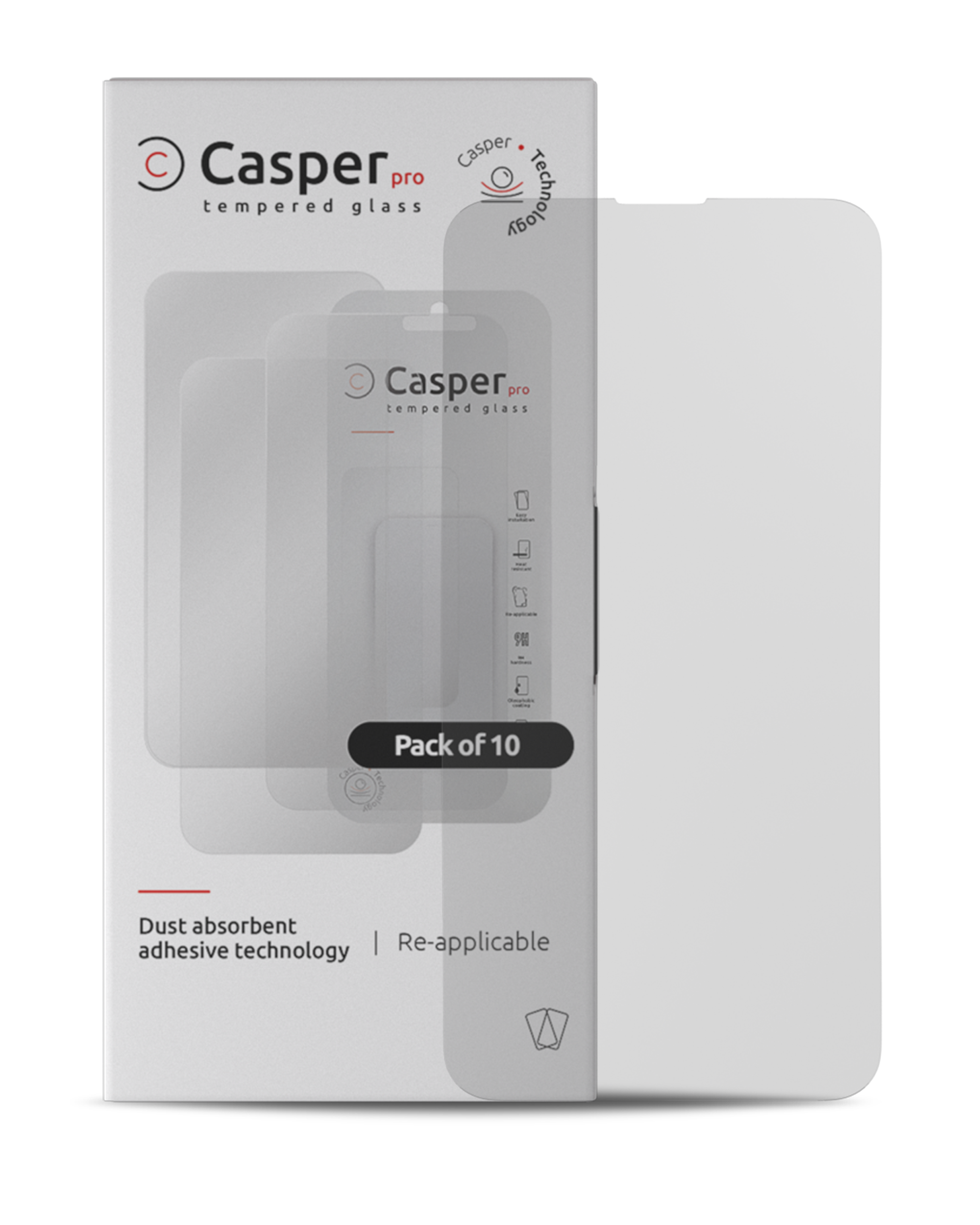 Casper Pro Tempered Glass for iPhone 15 Plus / 16 Plus (Retail Pack) (Matte)
