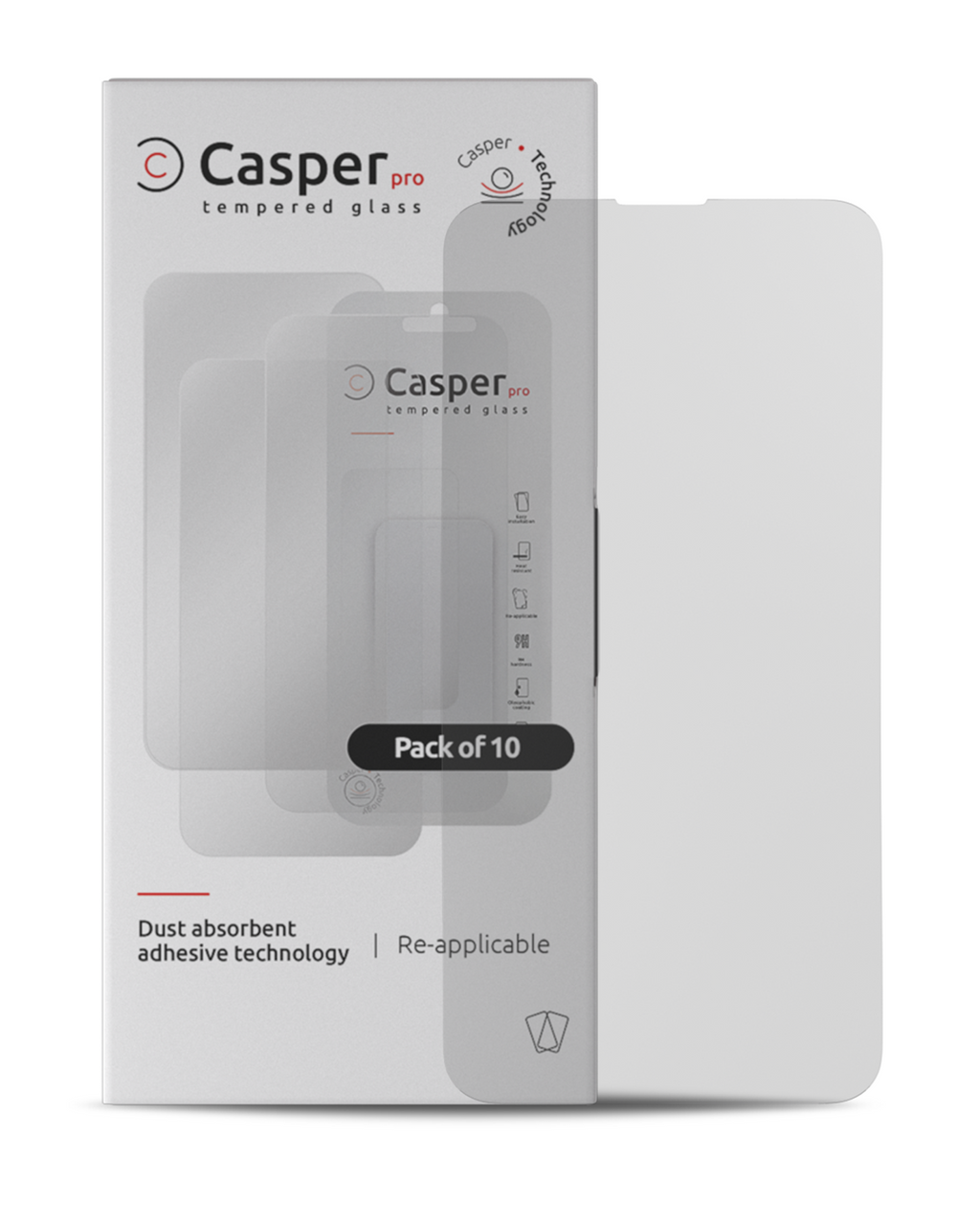 Casper Pro Tempered Glass for iPhone 15/16 (10-Pack) (Matte)
