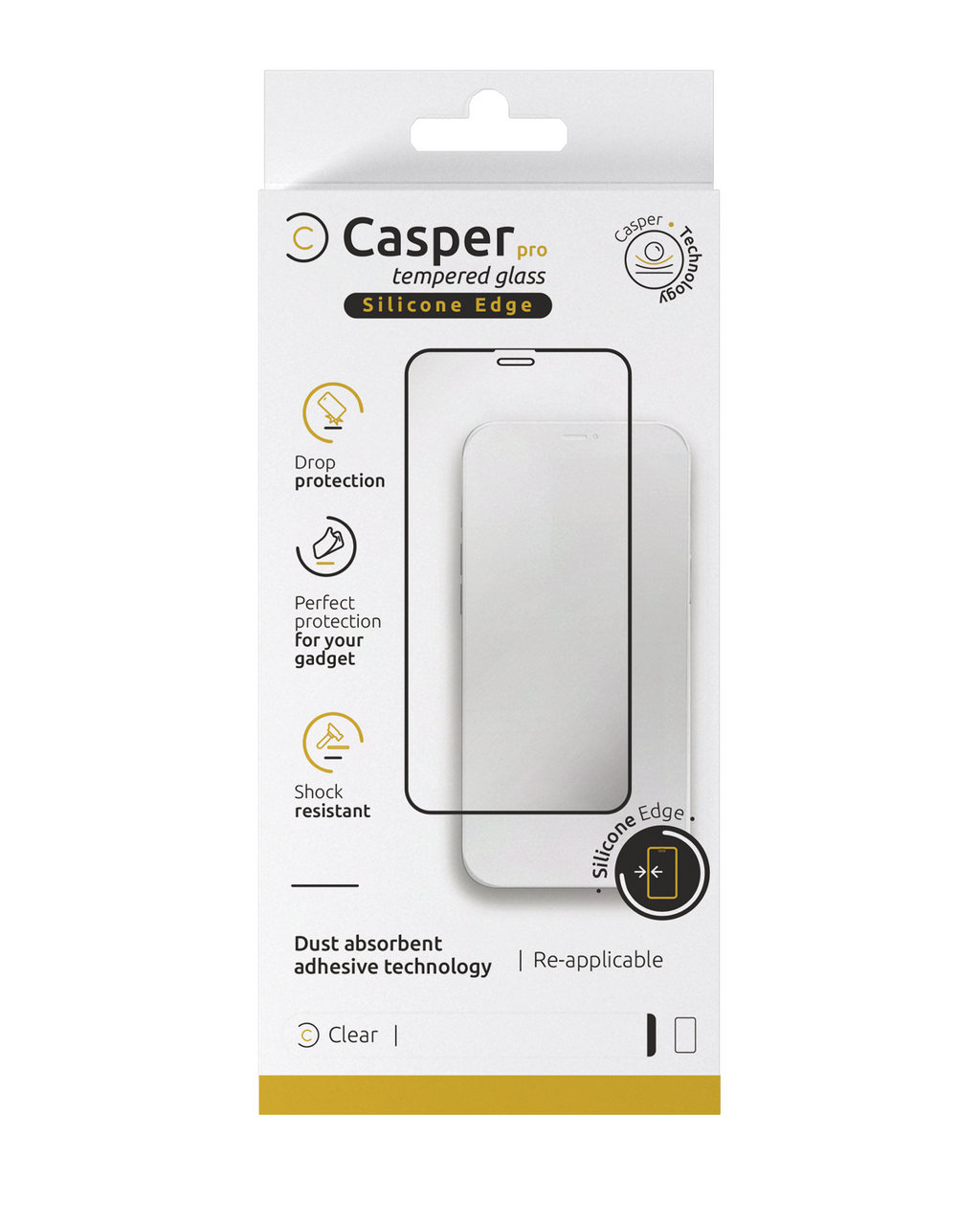 Casper Pro Silicone Tempered Glass for iPhone 15 Pro Max (Retail Pack) (Clear)