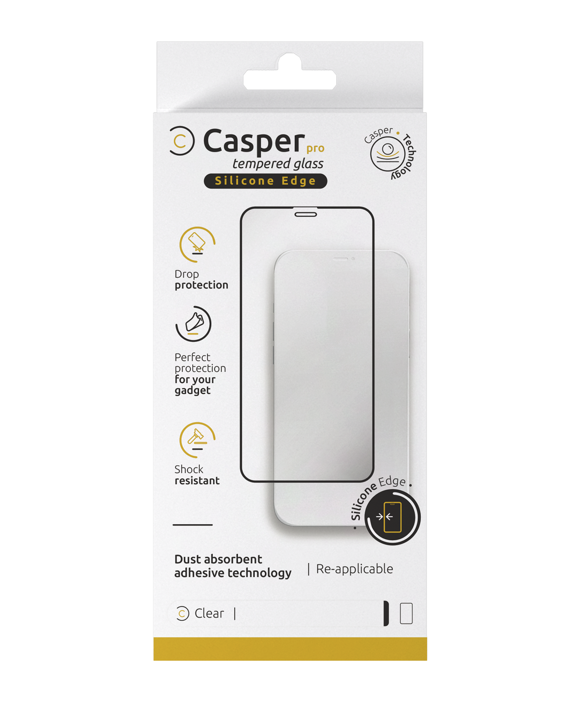 Casper Pro Silicone Tempered Glass for iPhone 15 Pro Max (Retail Pack) (Clear)