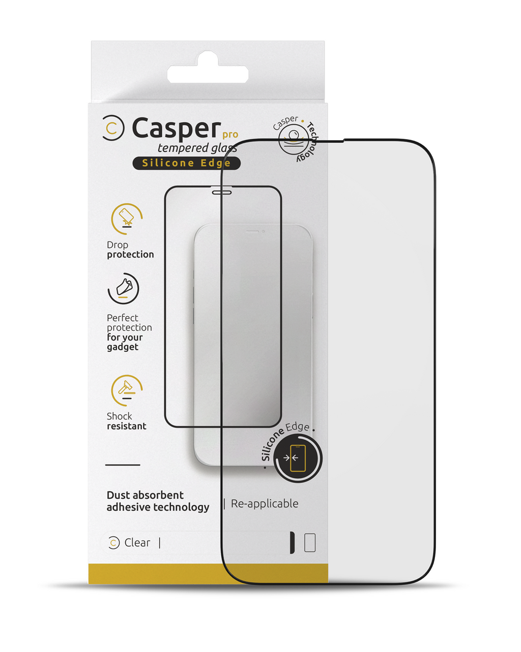 Casper Pro Silicone Tempered Glass for iPhone 15 Pro Max (Retail Pack) (Clear)