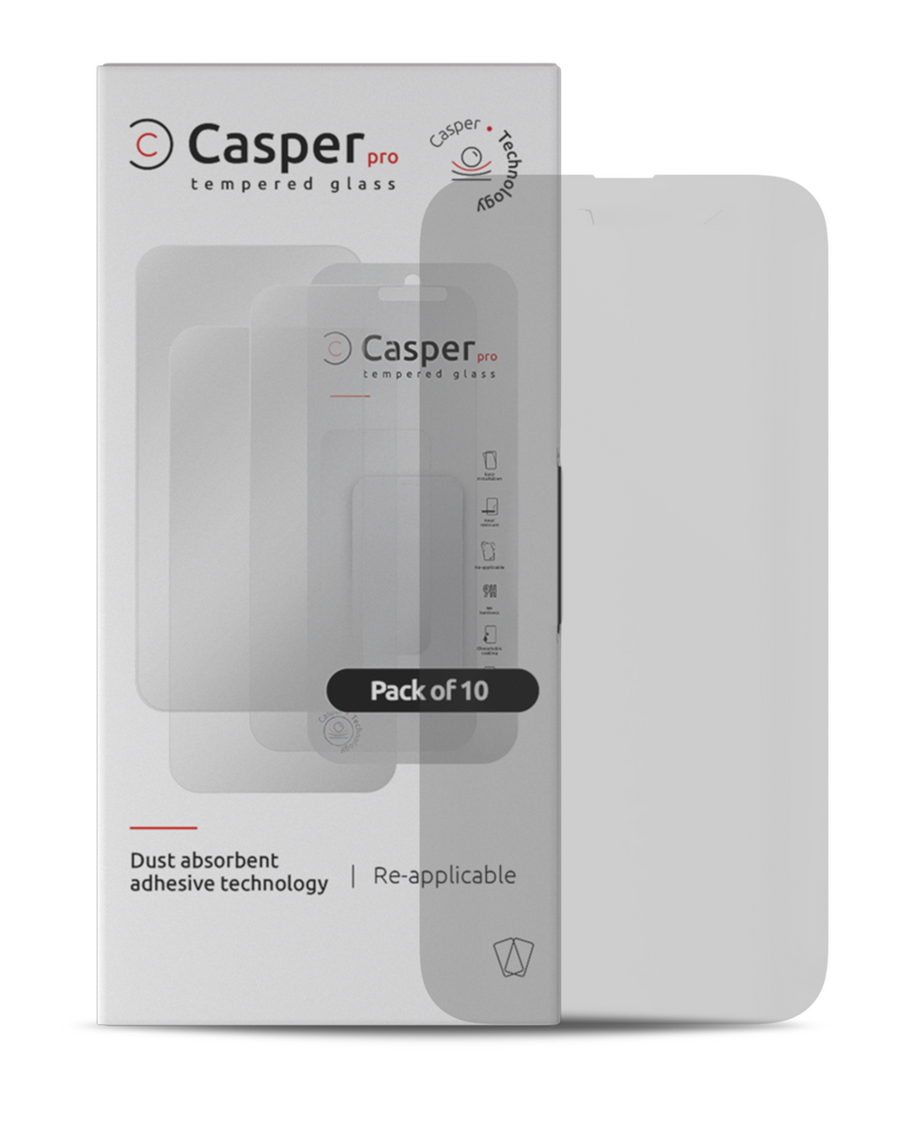 Casper Pro Tempered Glass für iPhone 15 Pro Max (10er-Pack) (Matte)