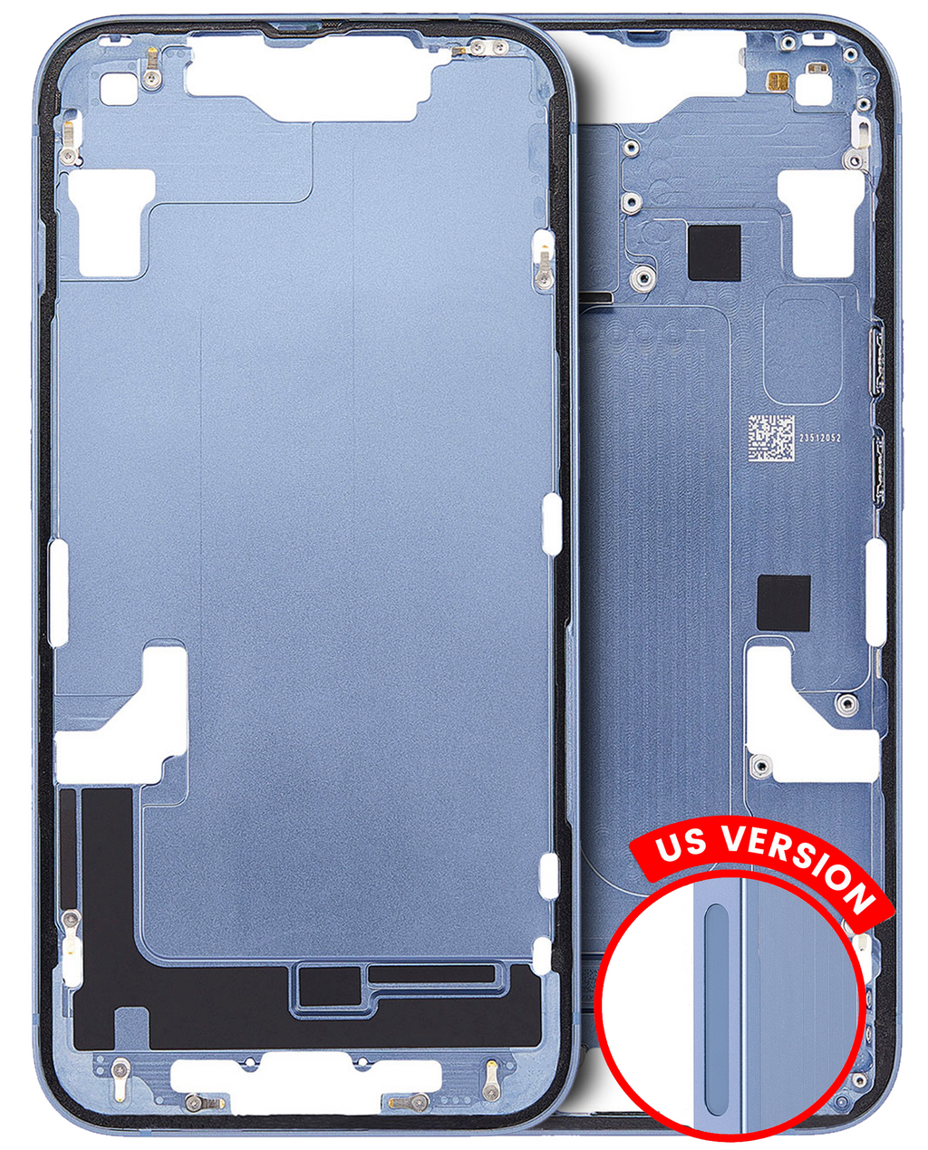 Midframe/Frame with Small Parts for iPhone 14 (US Version) (Used OEM Pull, Quality A) (Blue)