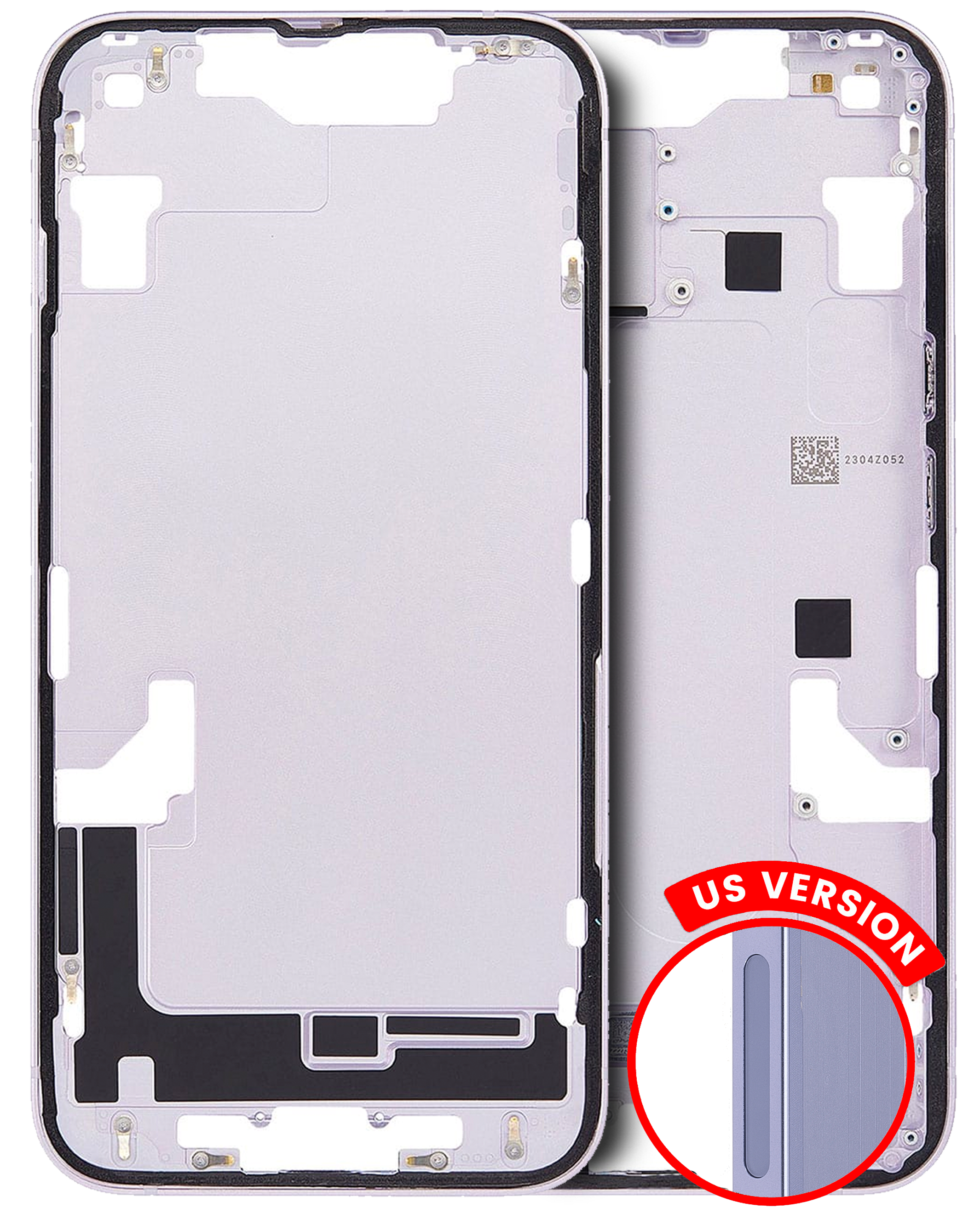 Midframe/Rahmen mit Kleinteilen für iPhone 14 Lila OEM Pull A