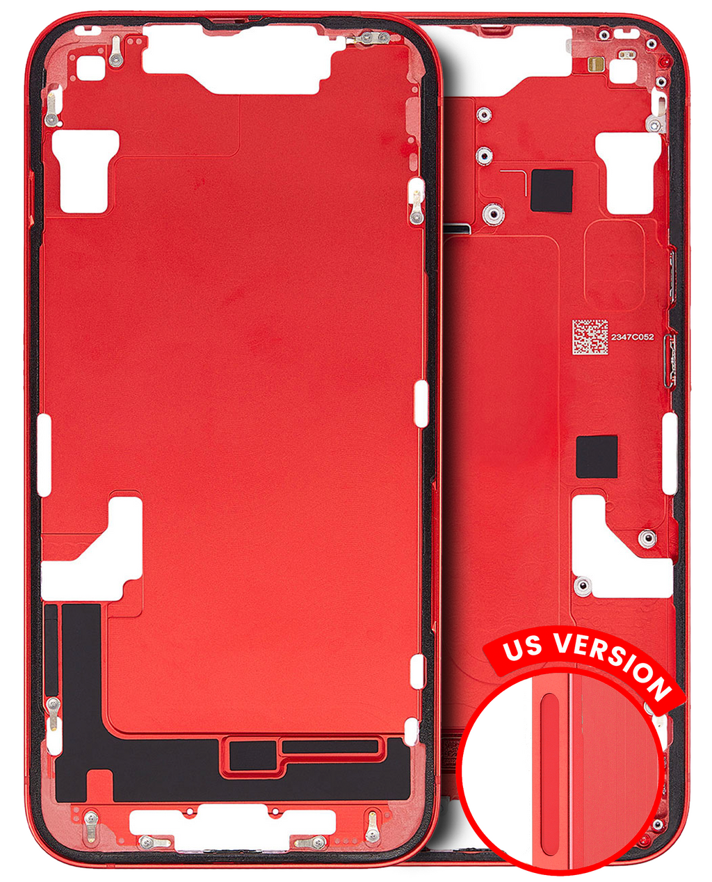 Midframe/Frame with Small Parts for iPhone 14 (US Version) (Used OEM, Grade A) (Red)