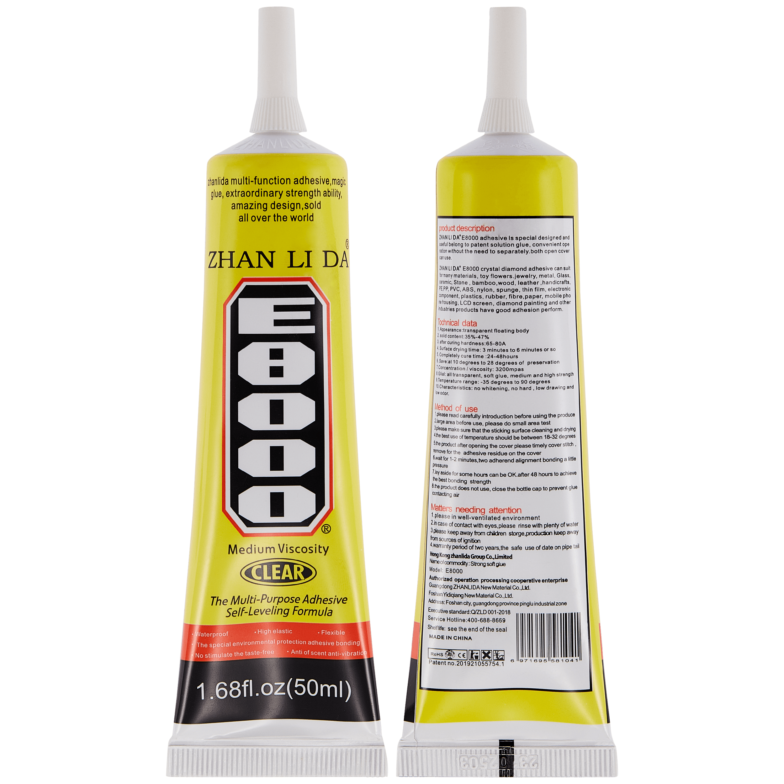 Multipurpose Adhesive E8000 50ml Transparent - Zhanlida