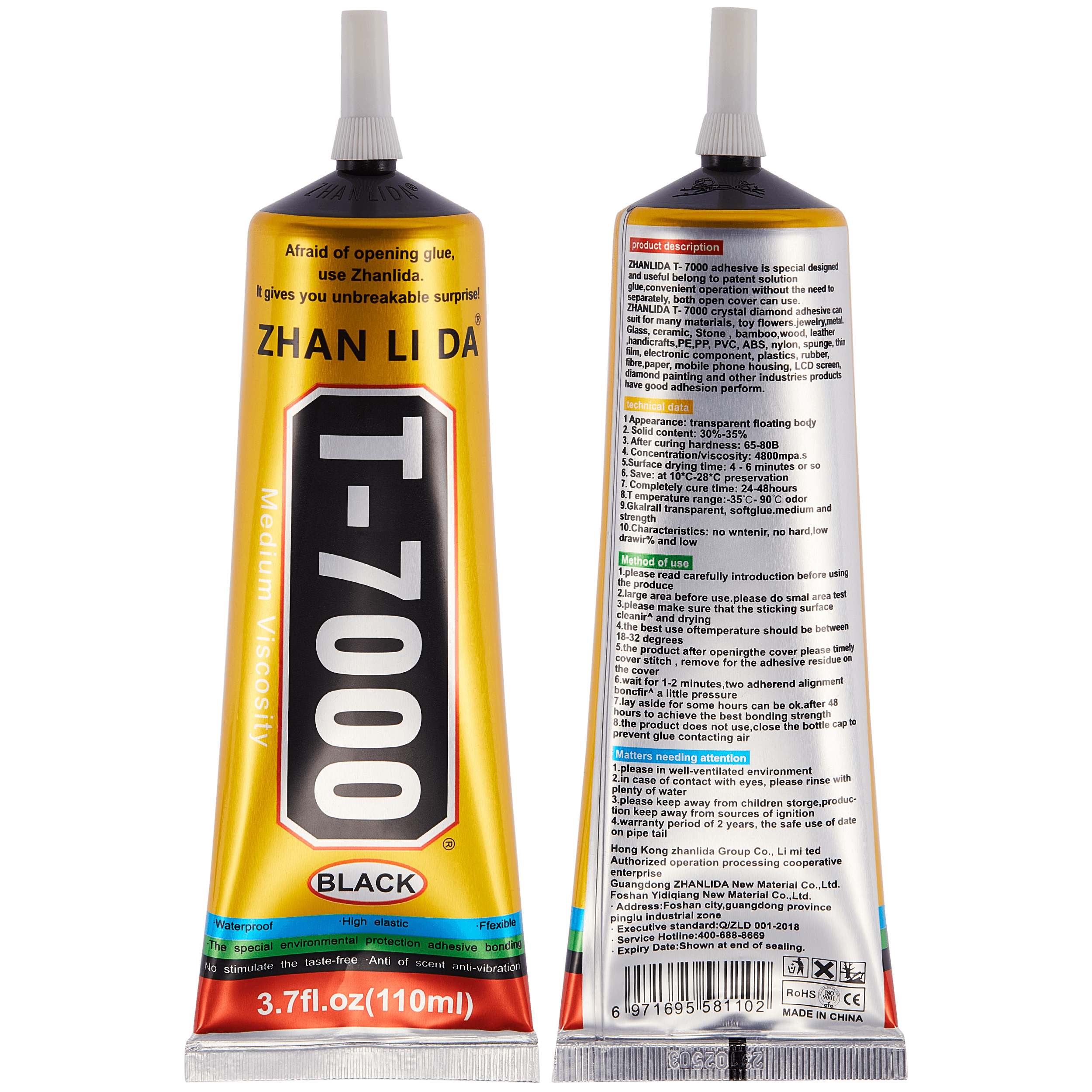 Zhanlida T7000 Multi-Purpose Adhesive (110 ml, Black)