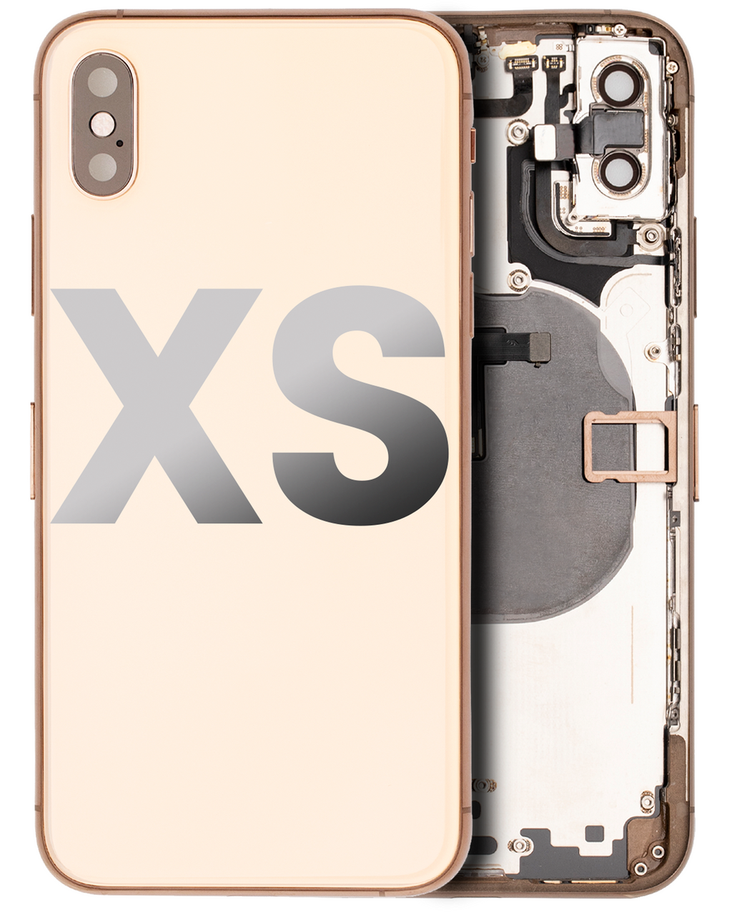 Back Cover/Frame with Small Parts Pre-Installed for iPhone XS (Used OEM Part, Grade A) (Gold)
