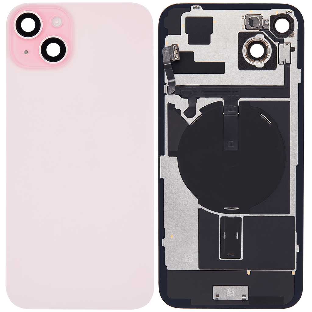 Back Cover with MagSafe Magnet, NFC, and Flash Flex Cable for iPhone 15 Plus (Used OEM Part, Grade A) (Pink)