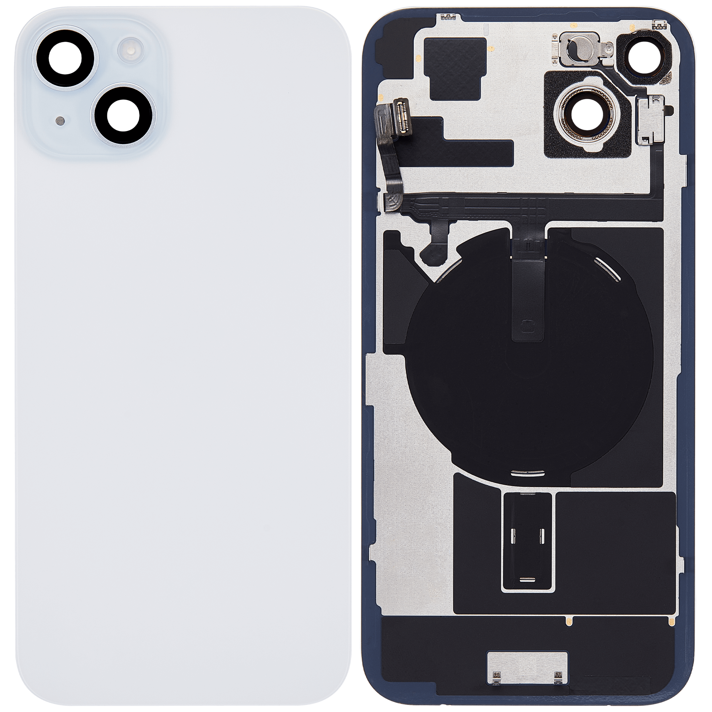 Back Cover with MagSafe Magnet, NFC & Flash Flex Cable for iPhone 15 Plus (Used OEM Part, Grade A) (Blue)