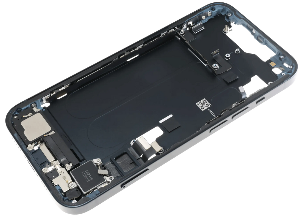Midframe/Rahmen mit Ladebuchse Flex & Small Parts für iPhone 14 (EU / Global Version) (gebrauchter OEM-Ausbau, Qualität C) (Midnight)