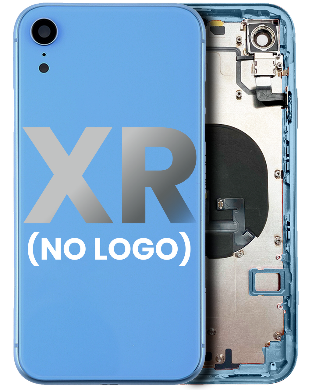 Rear Housing with Pre-Installed Small Parts for iPhone XR (No Logo) (Aftermarket Plus) (Blue)