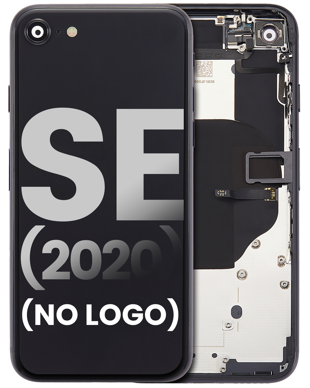 Back Cover/Frame with Pre-installed Small Parts for iPhone SE (2020) (without Logo) (Aftermarket Plus) (Black)