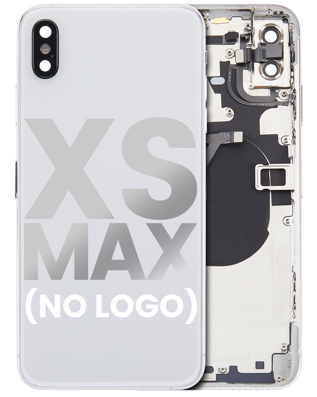 Backcover/Rahmen mit Kleinteilen für iPhone XS Max, Silber, o. Logo (Aftermarket