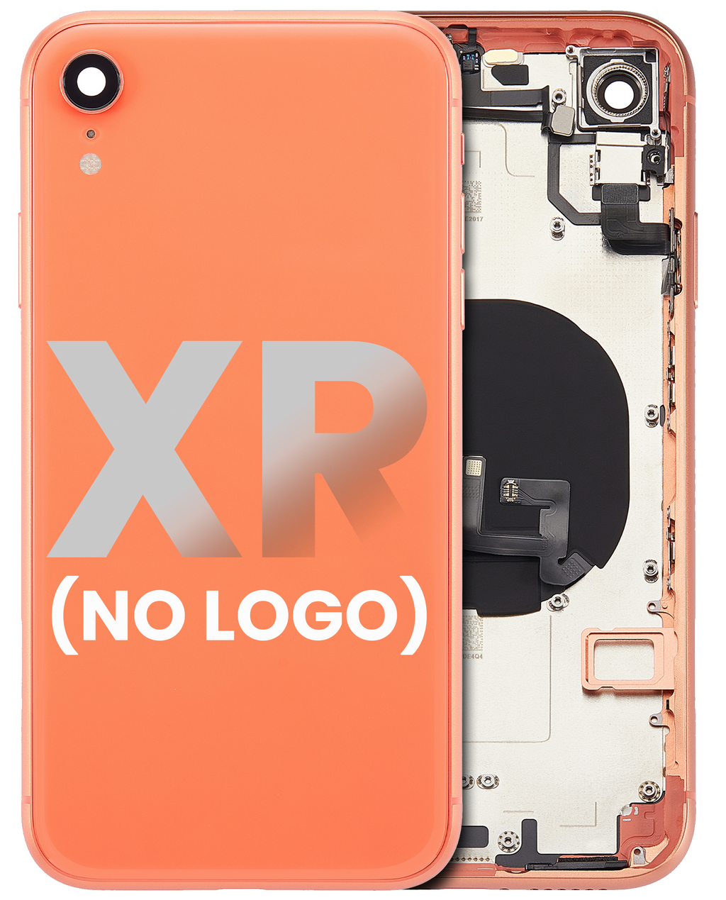 Backcover/Rahmen mit Kleinteilen für iPhone XR, Coral, ohne Logo, Aftermarket Pl