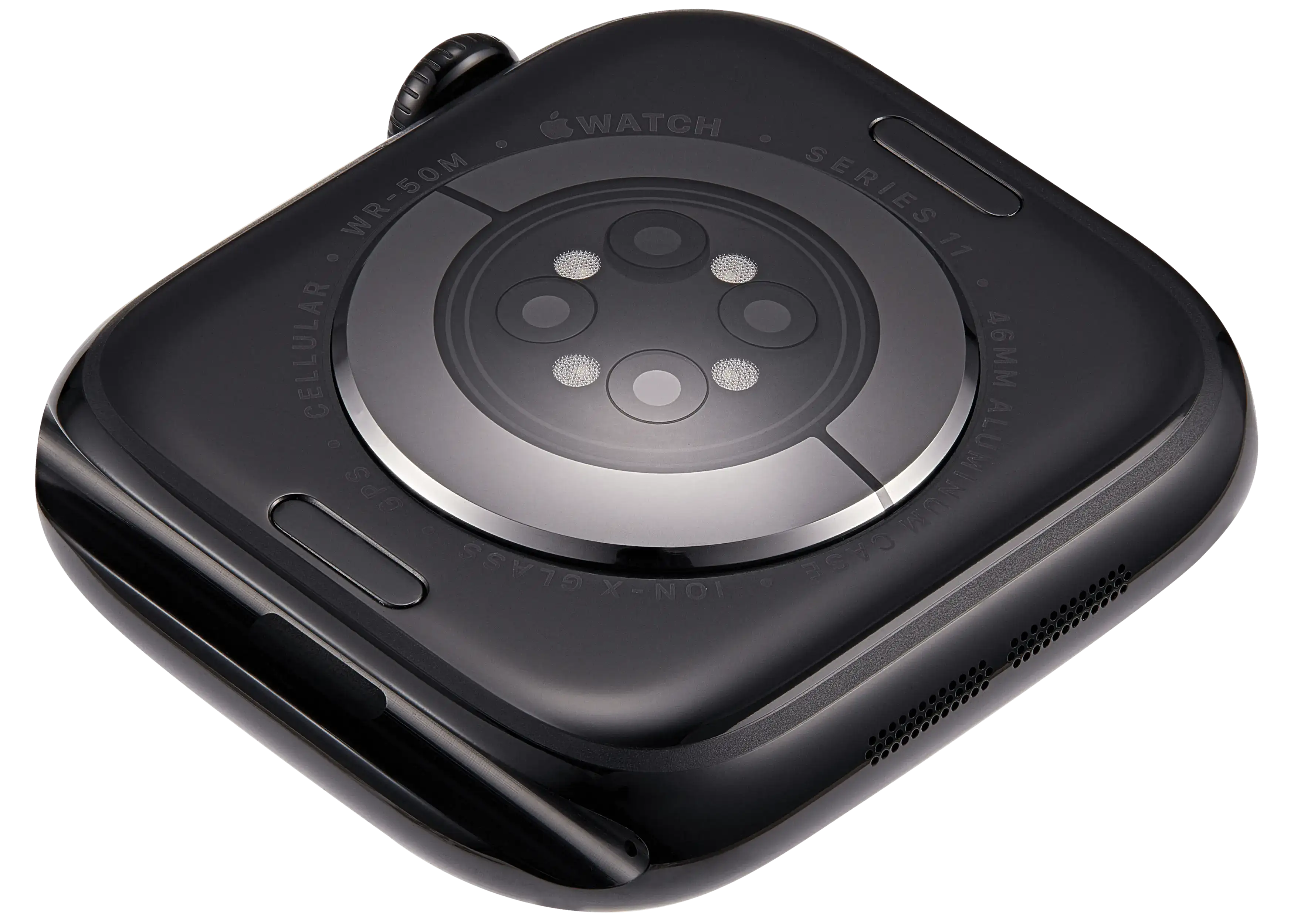 Backcover/Rahmen für Watch Series 11 (46MM) (gebrauchter OEM-Ausbau, Qualität A) (Cellular Version) (Aluminum / Jet Black)