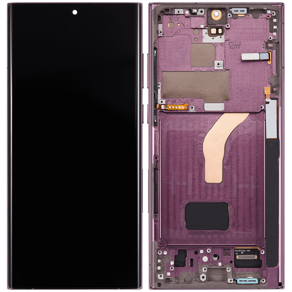 OLED-Display mit Rahmen Samsung Galaxy S22 Ultra Burgundy Refurbished