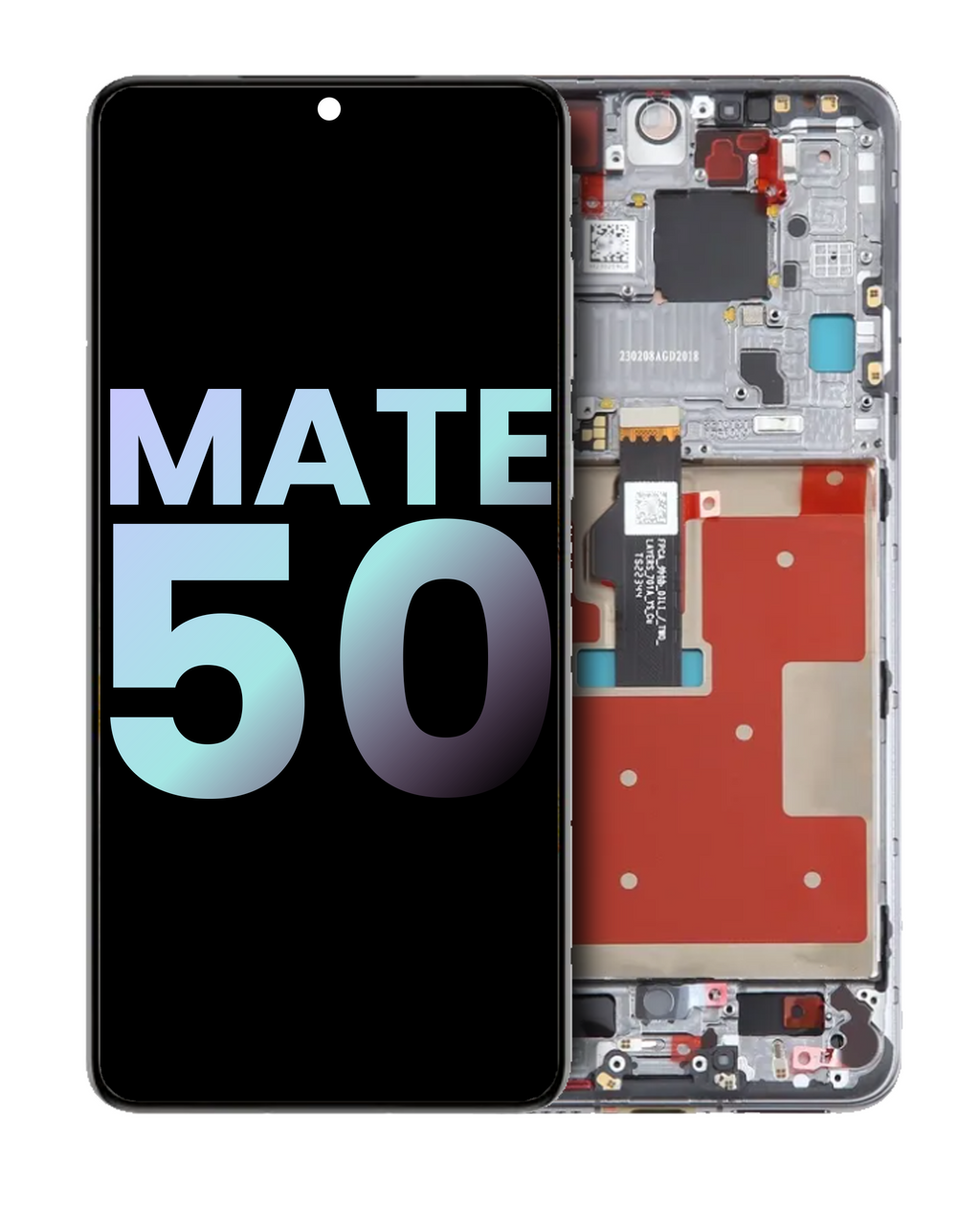 OLED-Display mit Rahmen für Huawei Mate 50 (Original OEM) (Silber)