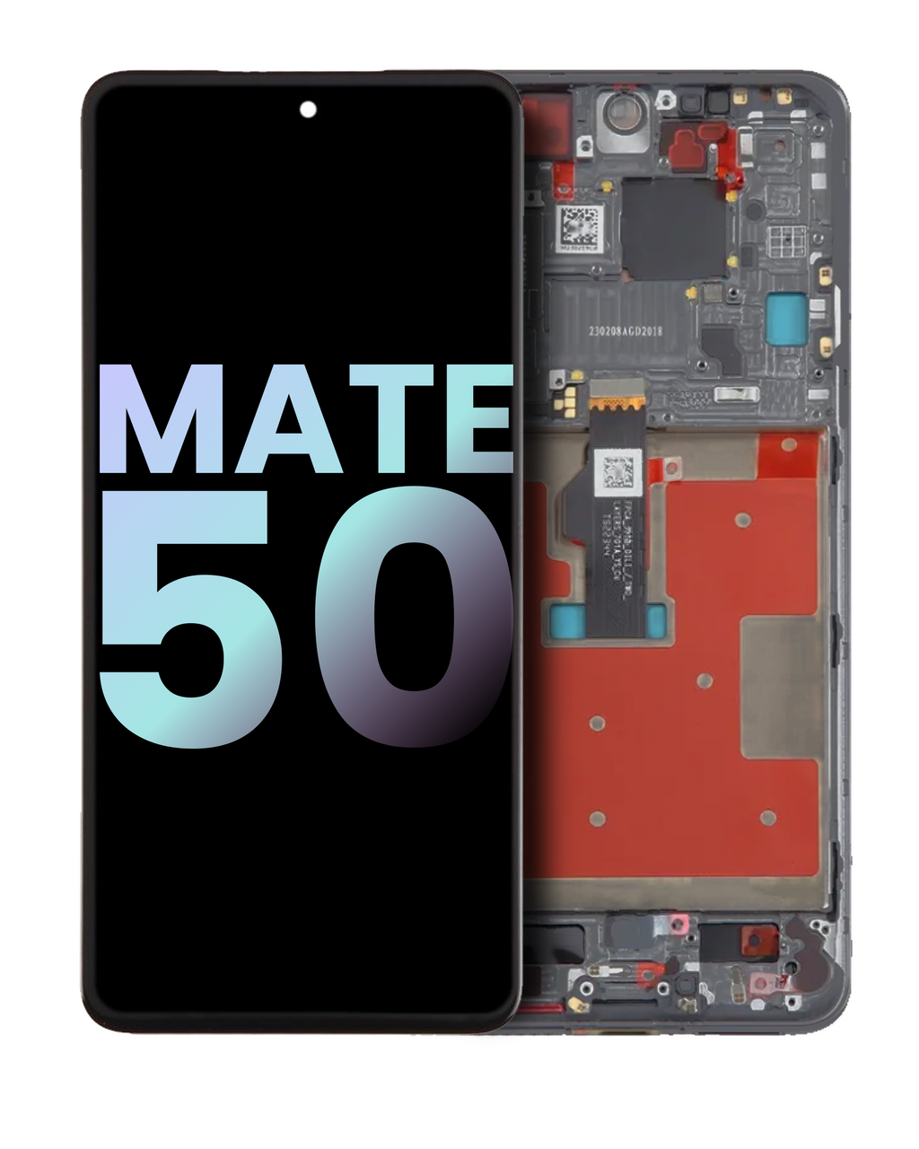 OLED-Display mit Rahmen für Huawei Mate 50 (Original OEM) (Schwarz)