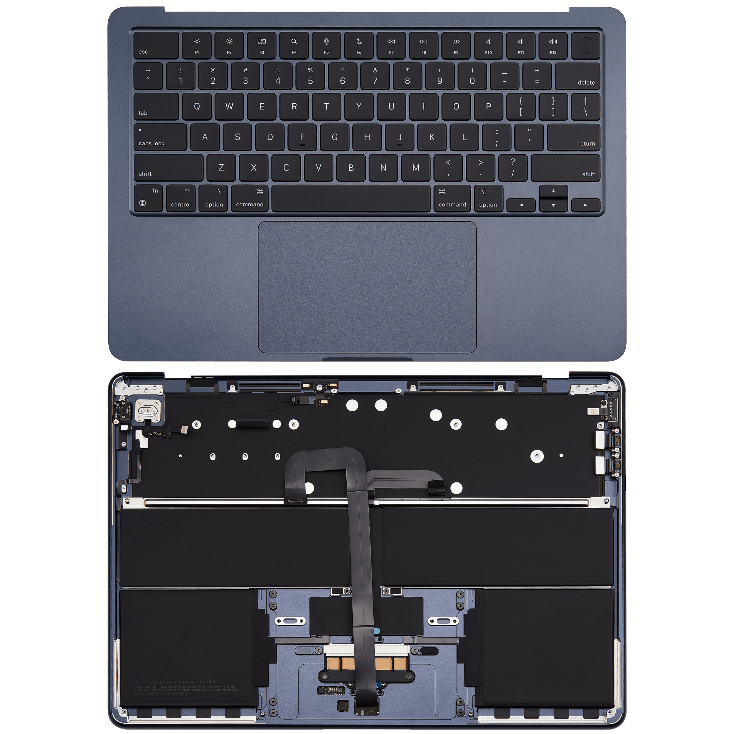 Topcase mit Akku & US-Tastatur für MacBook Air 13" A2681 Midnight