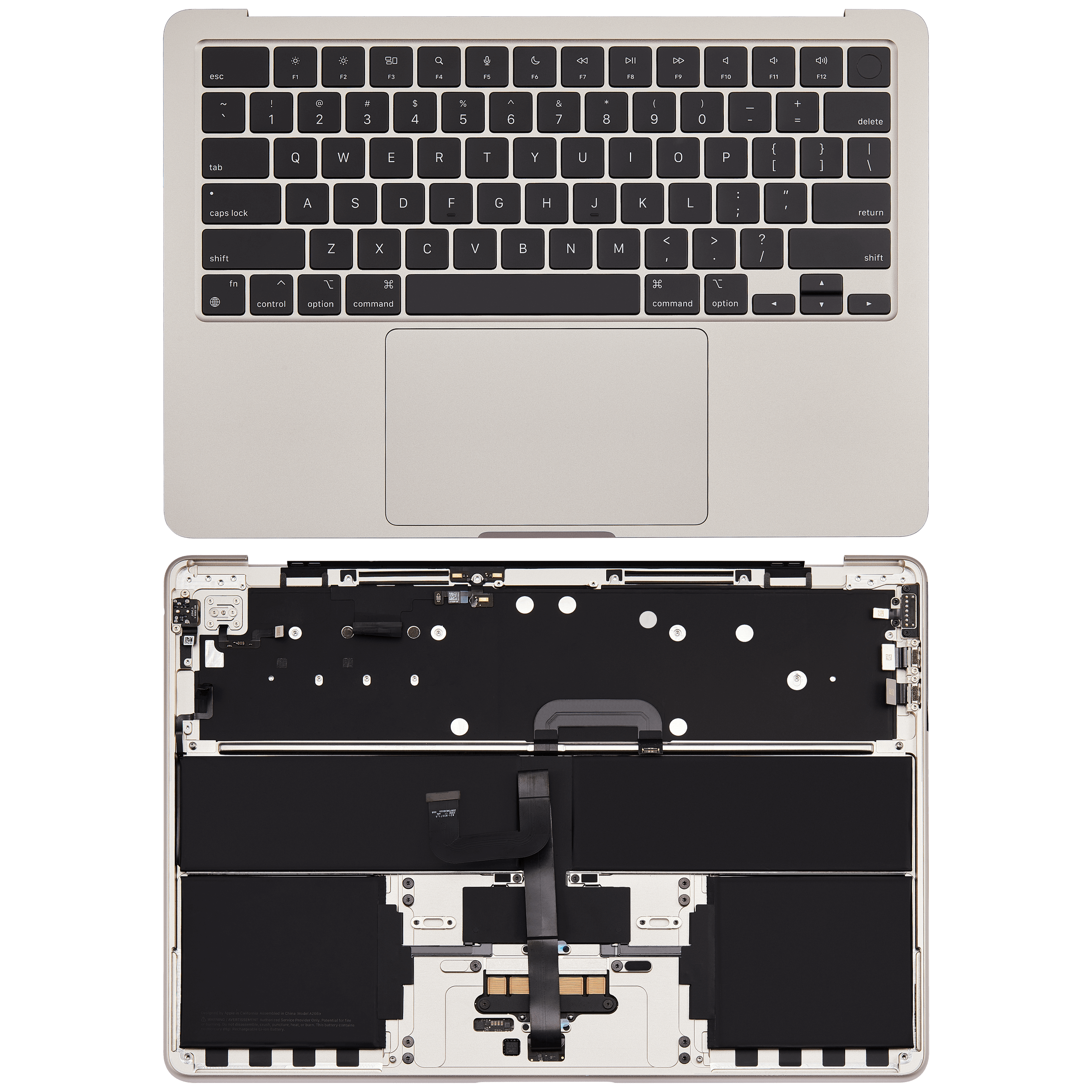 Top Case mit US Tastatur & Akku für MacBook Air 13" A2681 Starlight