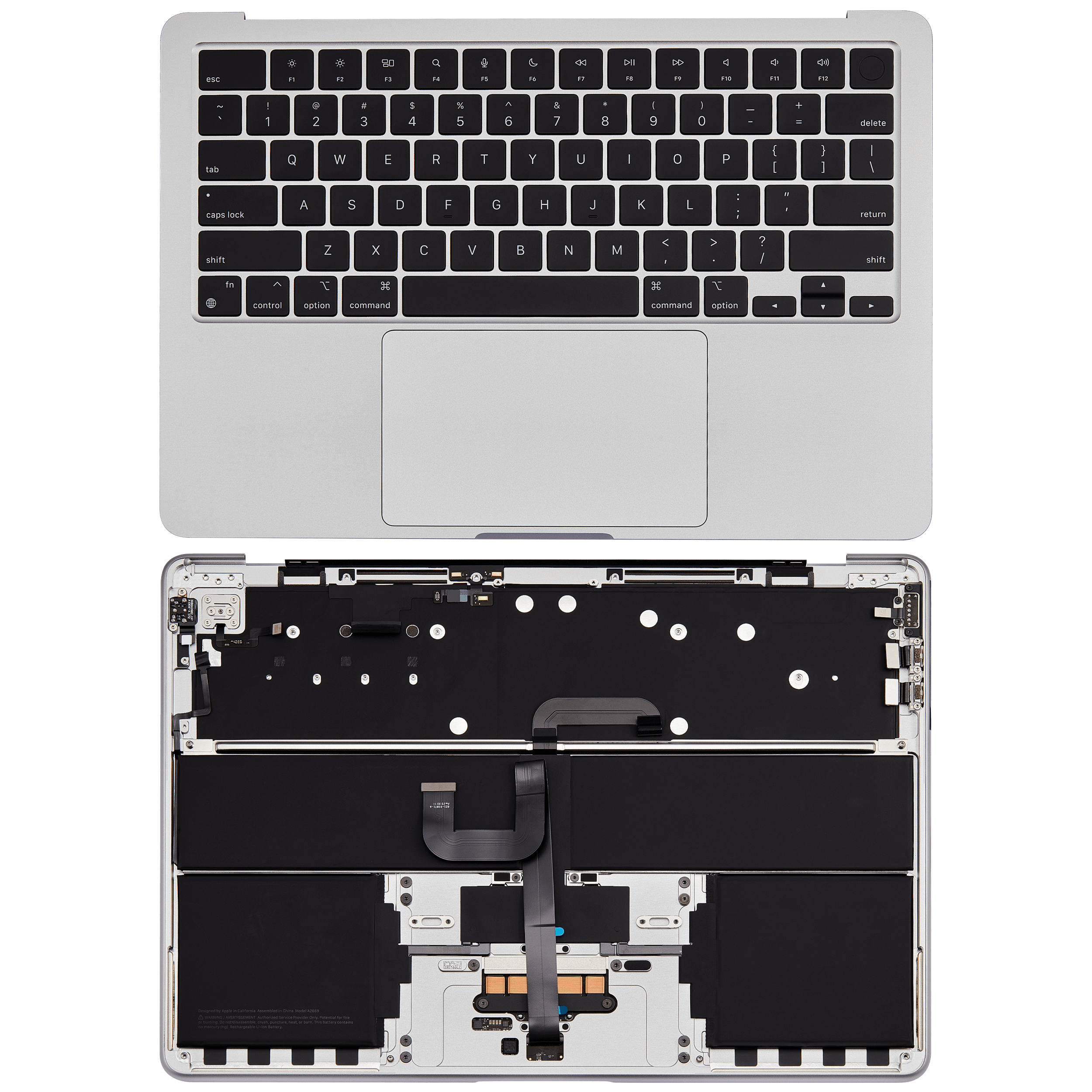 Top Case with Battery and Keyboard for MacBook Air 13" A2681 (2022) (US Keyboard) (Silver)