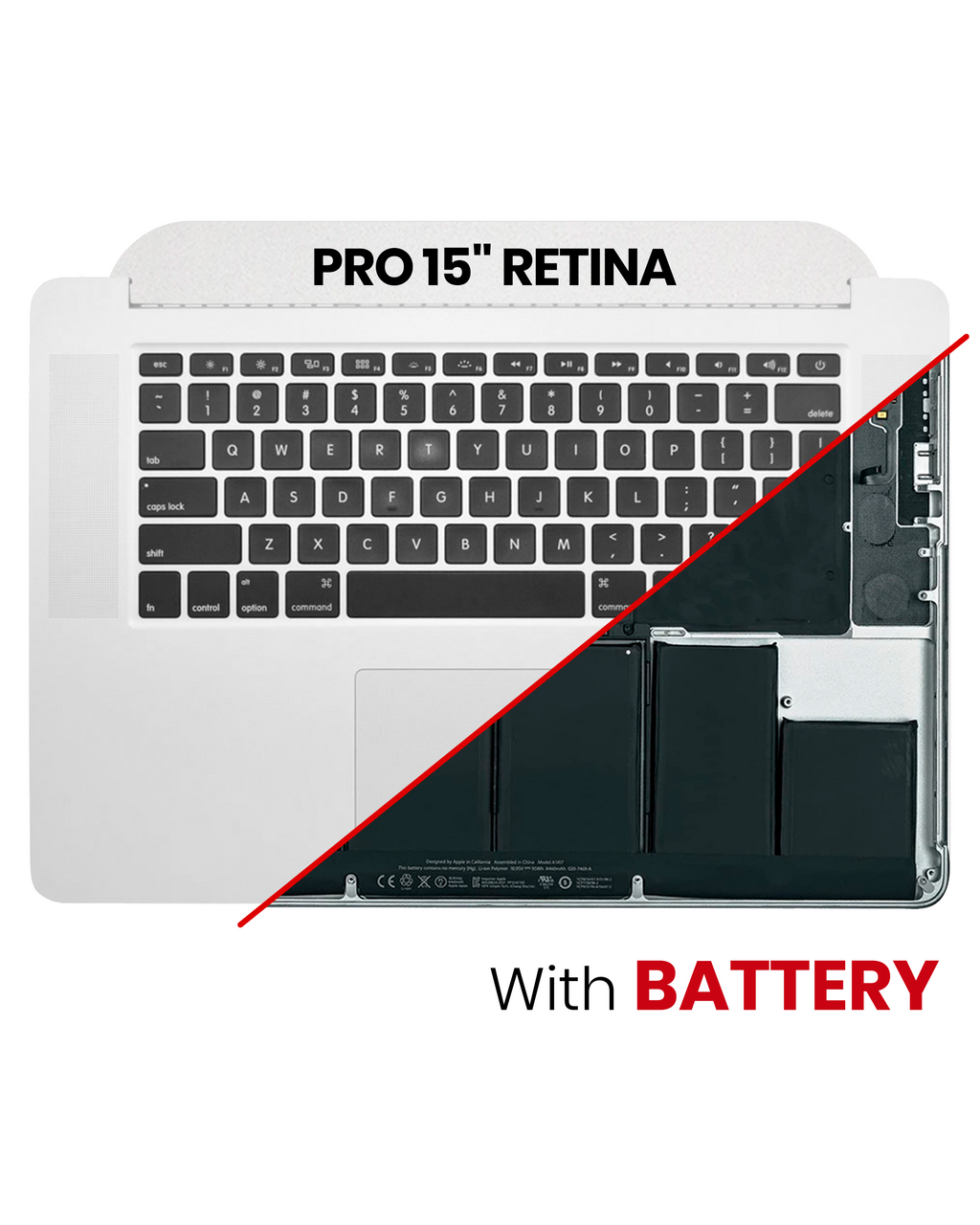 Topcase with battery and keyboard for MacBook Pro 15" A1398 (2015) (US Keyboard) (used OEM pull, A quality)