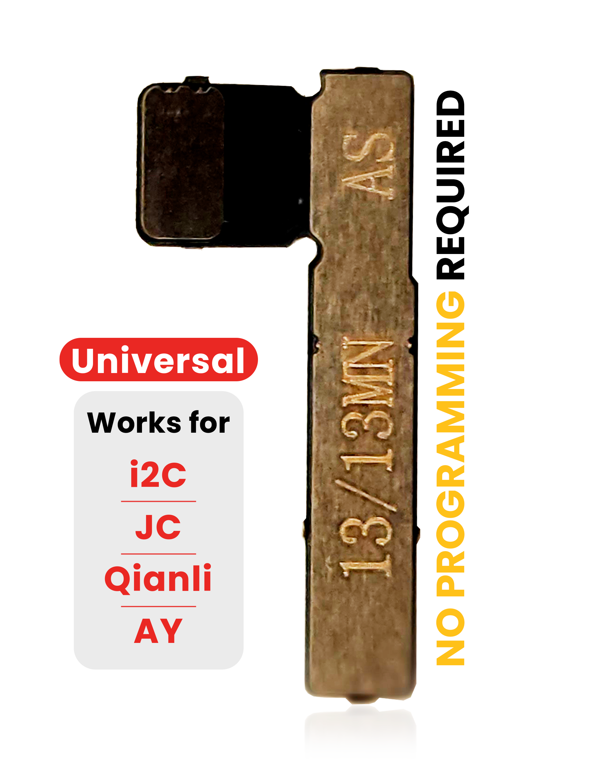 Pre-Programmed Universal Battery Tag-On Flex for iPhone 13 / 13 Mini (no soldering required, with I2C, JCID, Qianli) – AmpSentrix