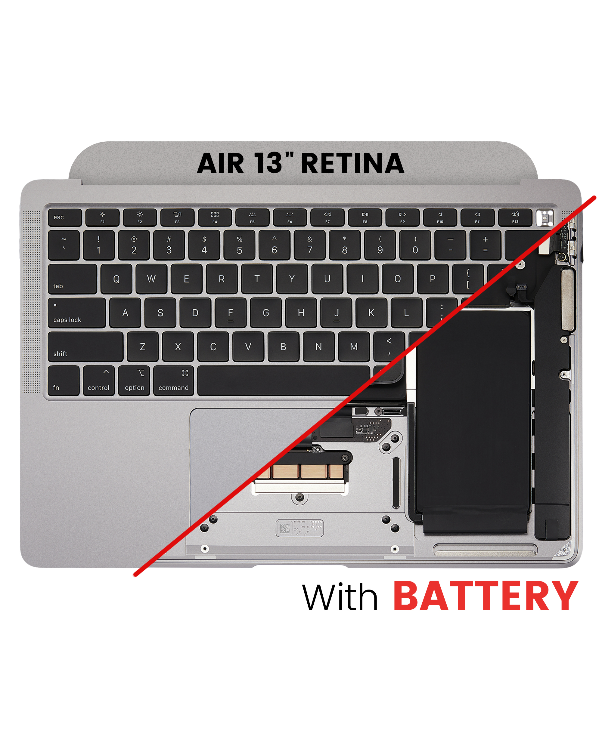 Top Case Unit with Battery and Keyboard for MacBook Air 13" A2179 (2020) (US Keyboard) (Used OEM Pull, Grade A) (Space Gray)