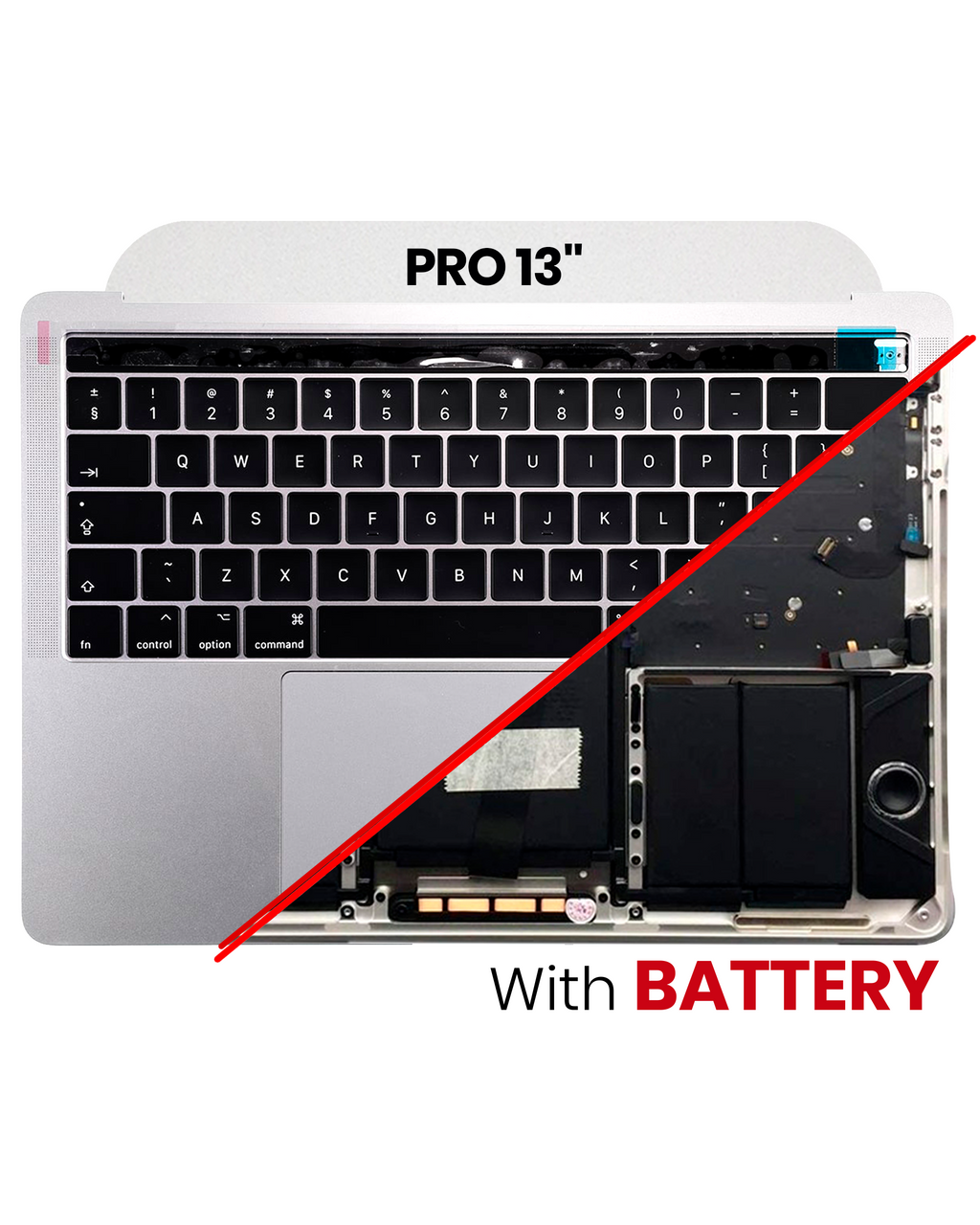 Top Case mit Akku US-Tastatur für MacBook Pro 13" A1706 Space Gray OEM Qualität