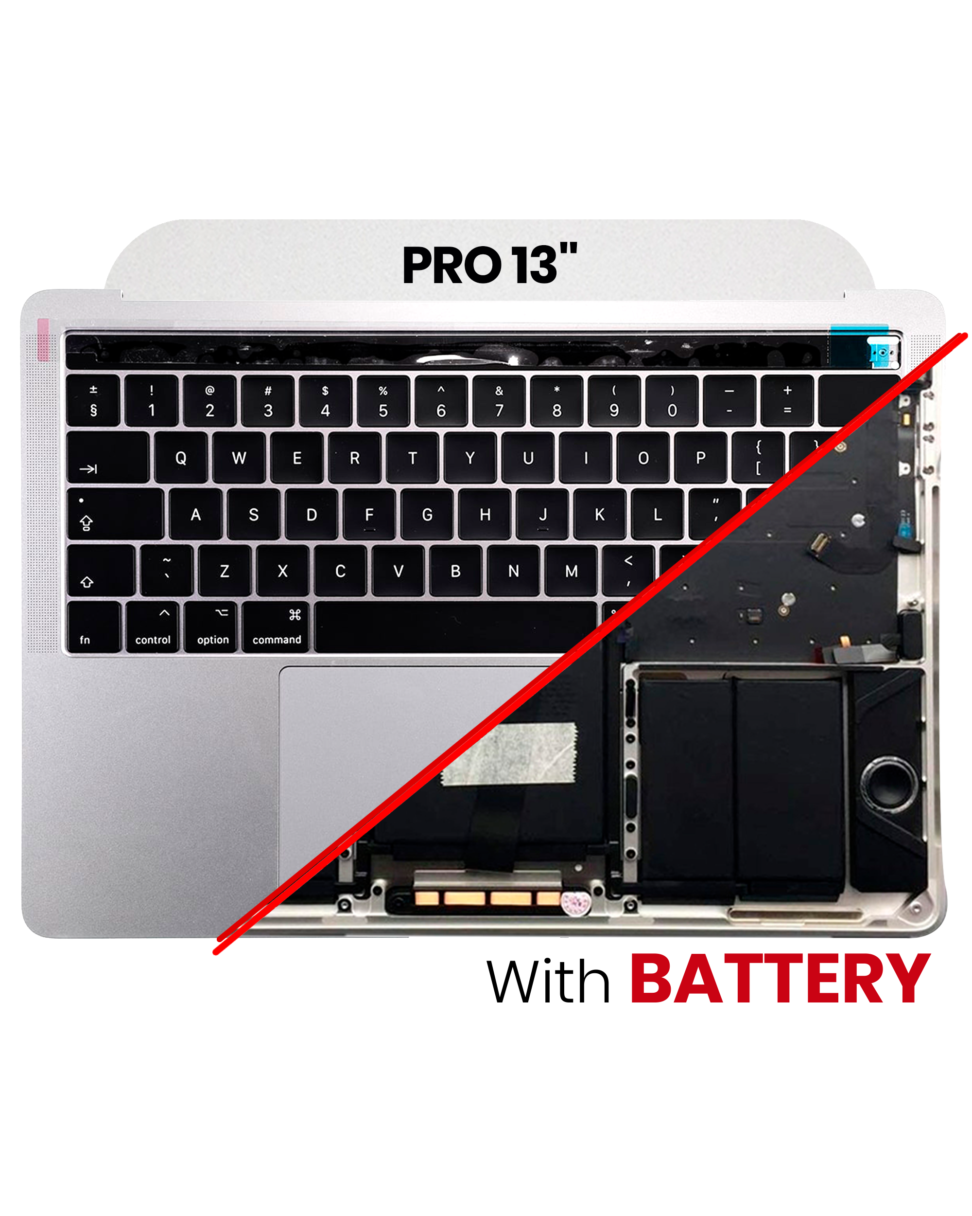 Top Case mit Akku US-Tastatur für MacBook Pro 13" A1706 Space Gray OEM Qualität