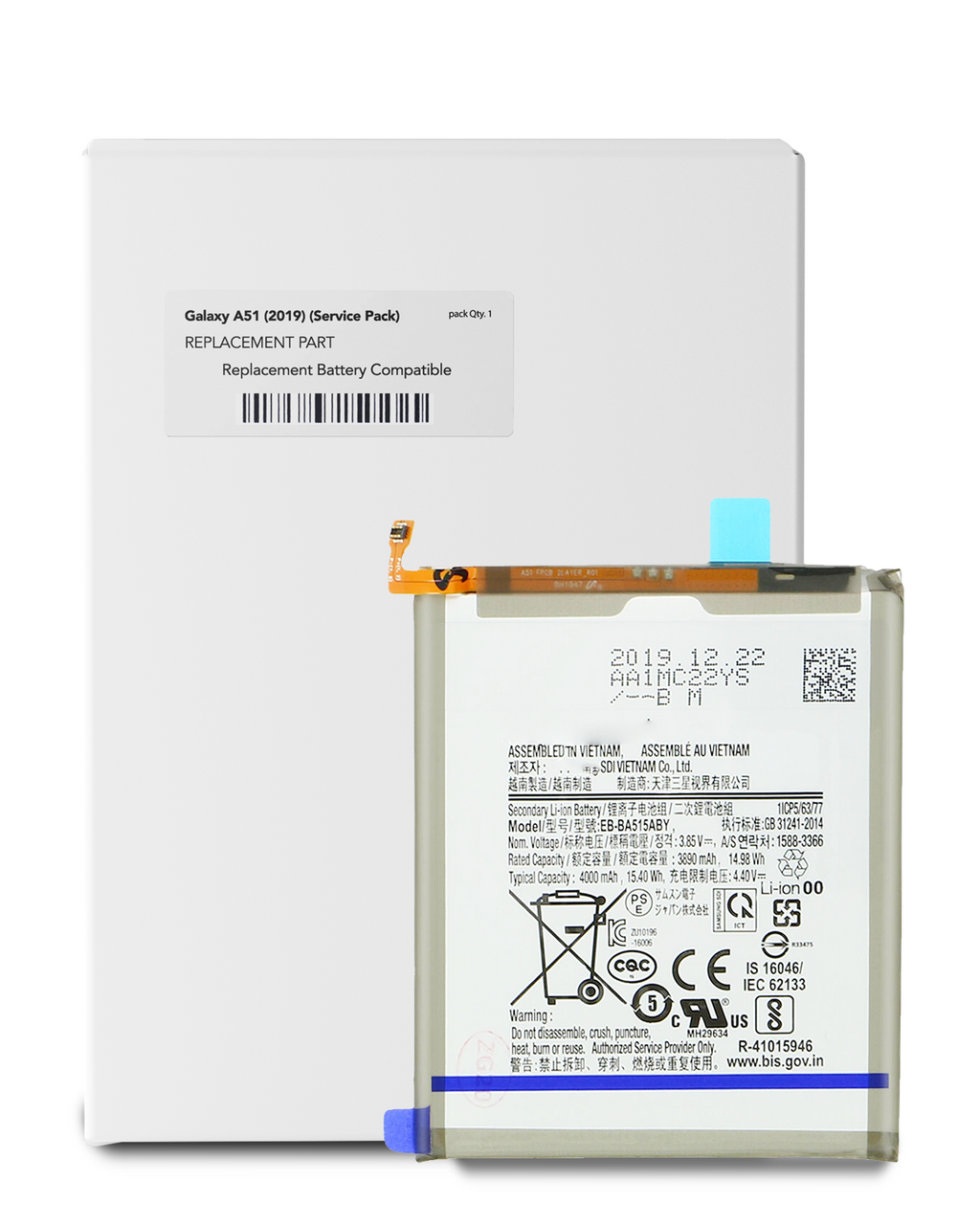 Replacement battery for Samsung Galaxy A51 4G (A515 / 2019) (EB-BA515ABY) (Service Pack)