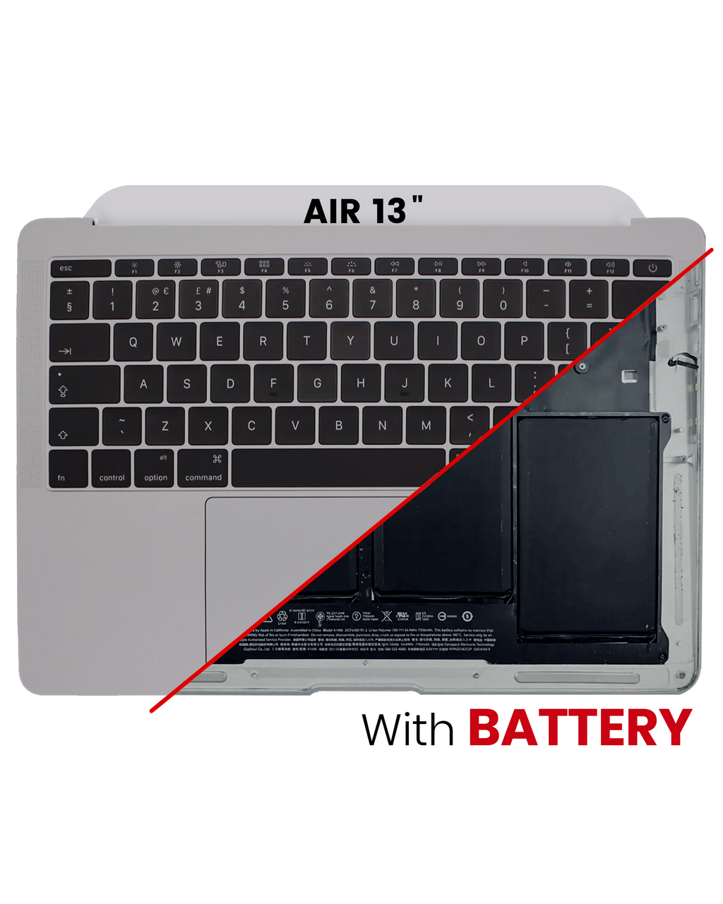 Topcase with Battery and Keyboard for MacBook Air 13" A1466 (2013-2017) US English, Used OEM Part, Grade A