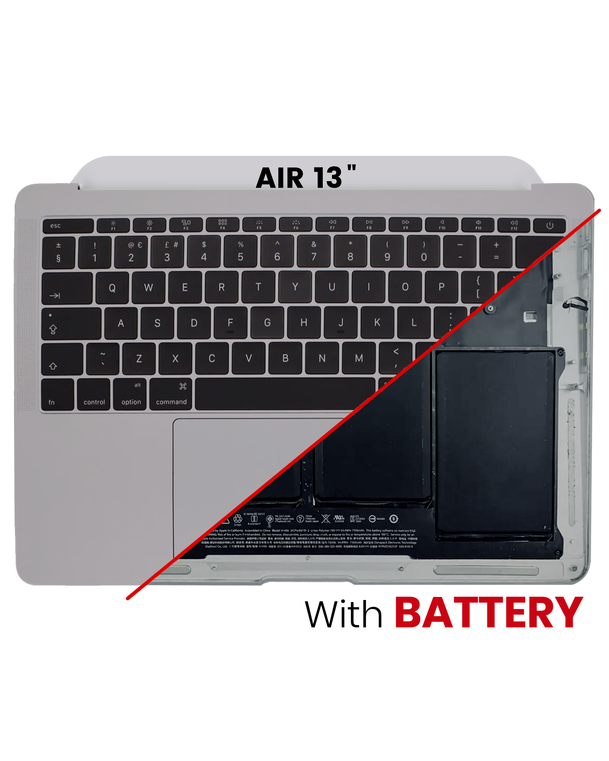 Topcase with Battery and Keyboard for MacBook Air 13" A1466 (2013-2017) US English, Used OEM Part, Grade A