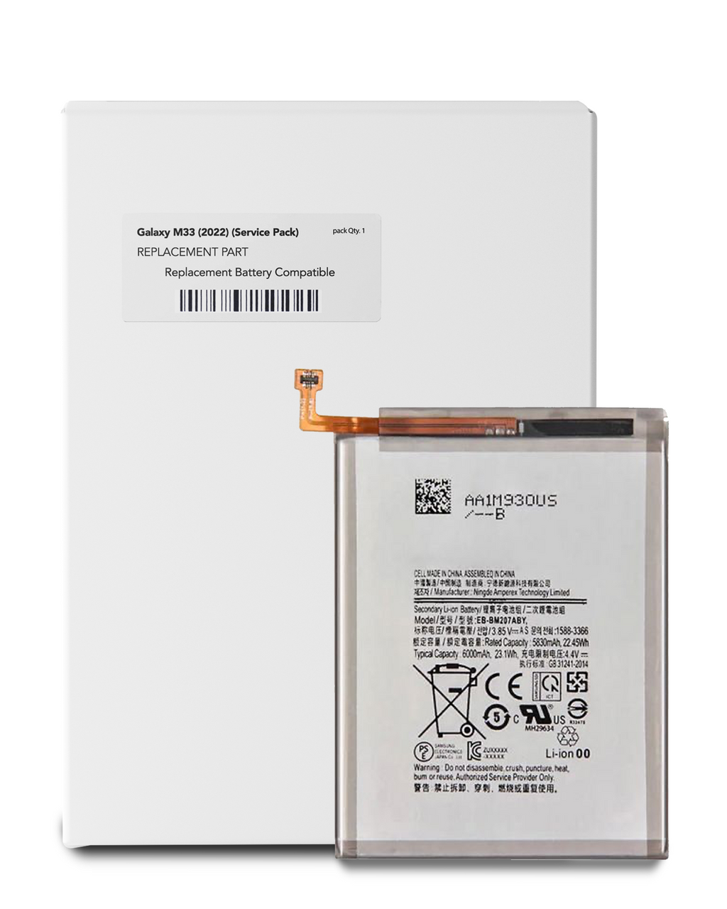 Replacement Battery for Samsung Galaxy M33 (M336 / 2022) (EB-BM526ABS) (Service Pack)